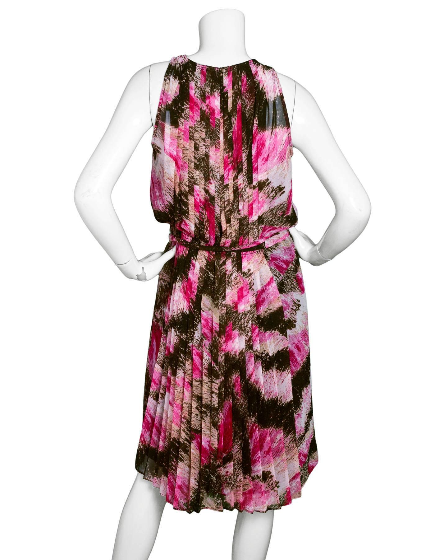 Brown Diane von Furstenberg Pink Pleated Ria Dress Sz 6 NWT