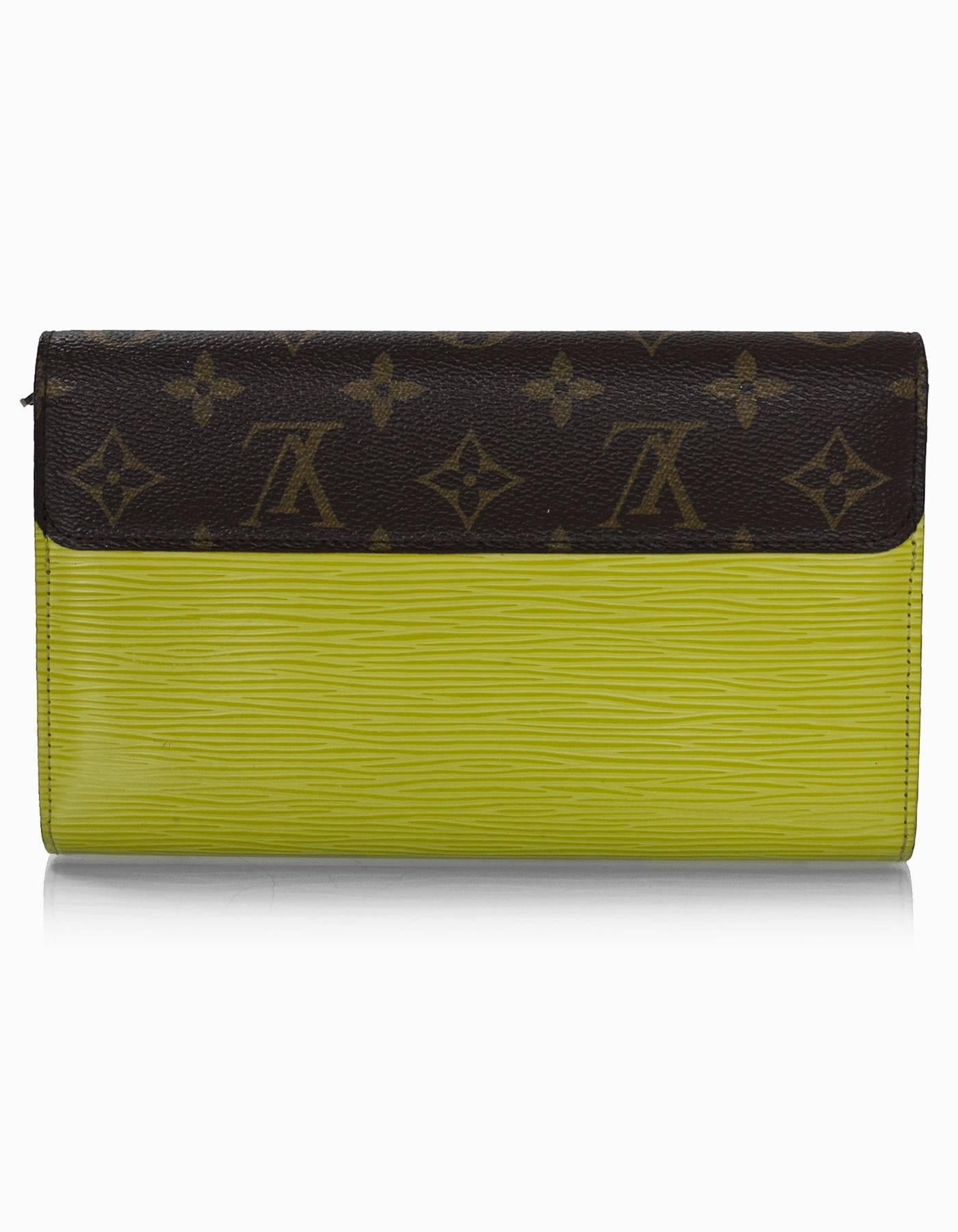 Louis Vuitton Monogram & Pistache Yellow Epi Marie Rose Wallet with Box/Dust Bag In Excellent Condition In New York, NY