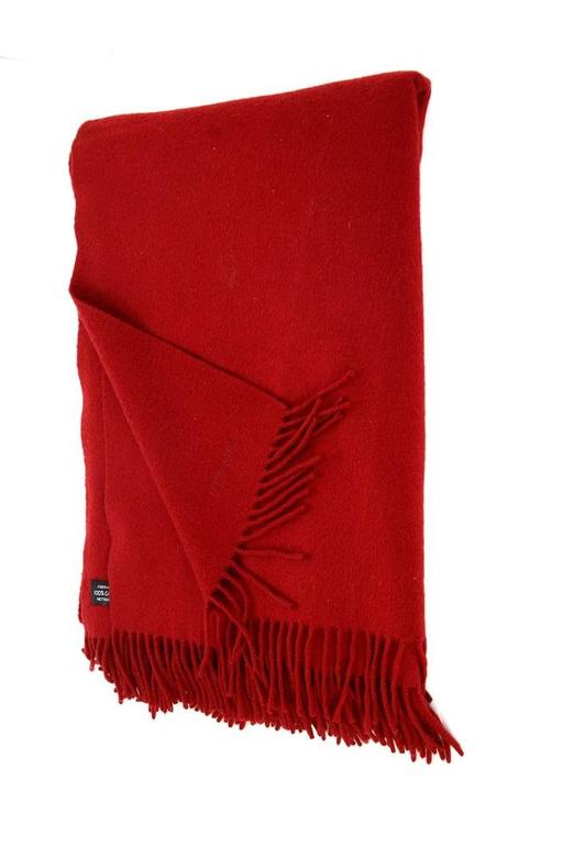 Hermes Red Cashmere Blanket Throw w/ Fringe at 1stdibs