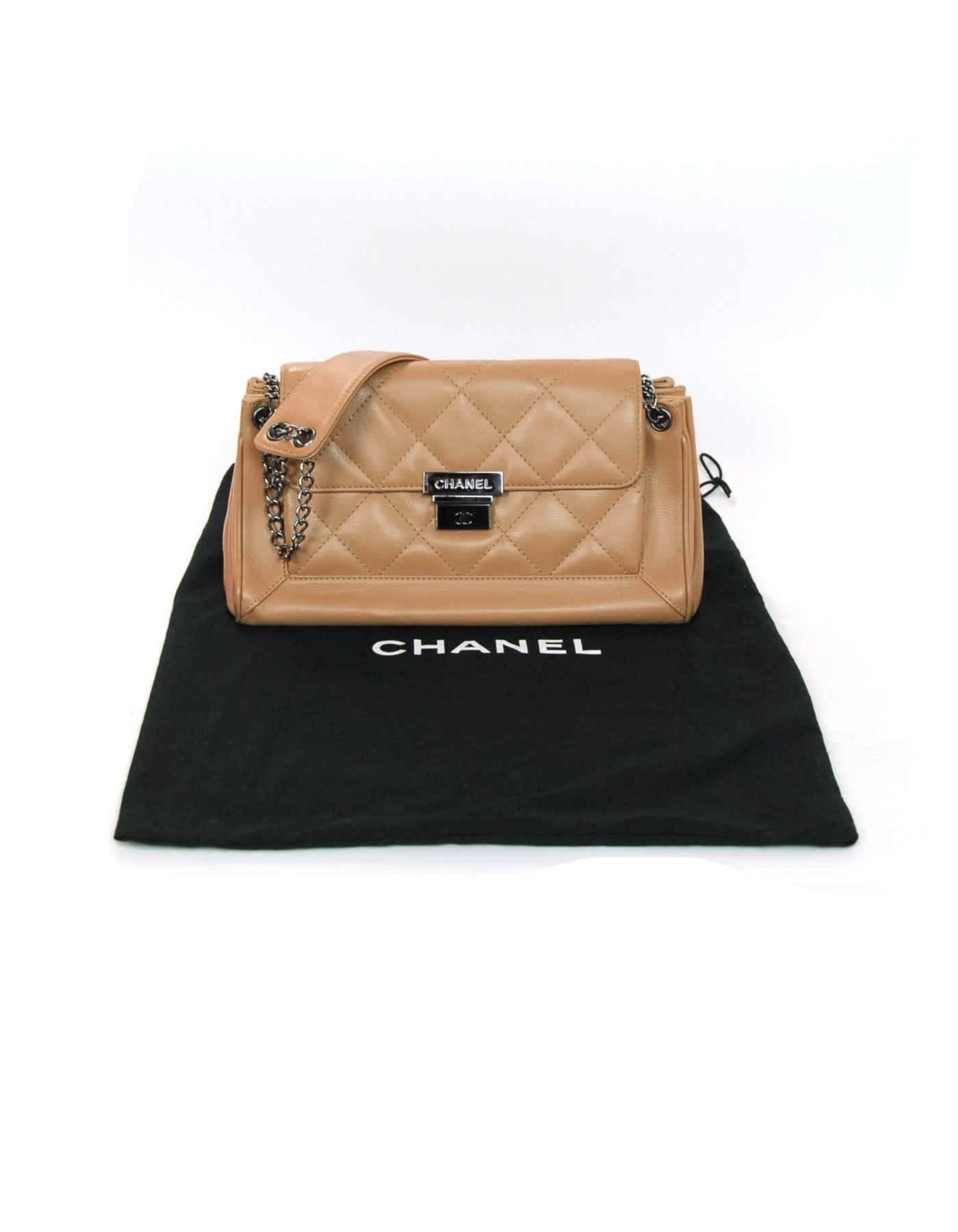 Chanel Nude Caviar Leather Accordion Bag w. Dust Bag 4