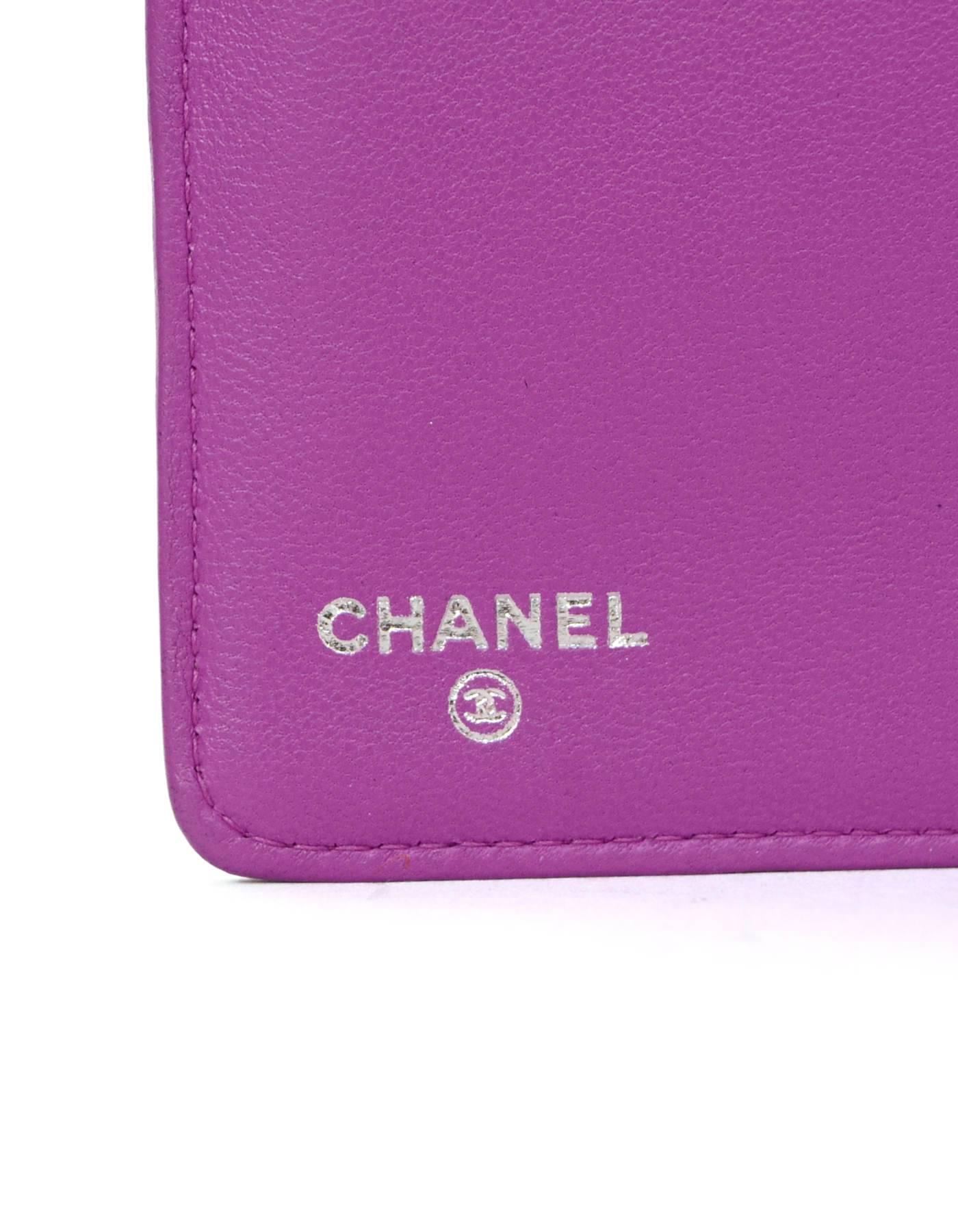 Chanel Fuschia Lambskin Leather Boy Yen Wallet  3