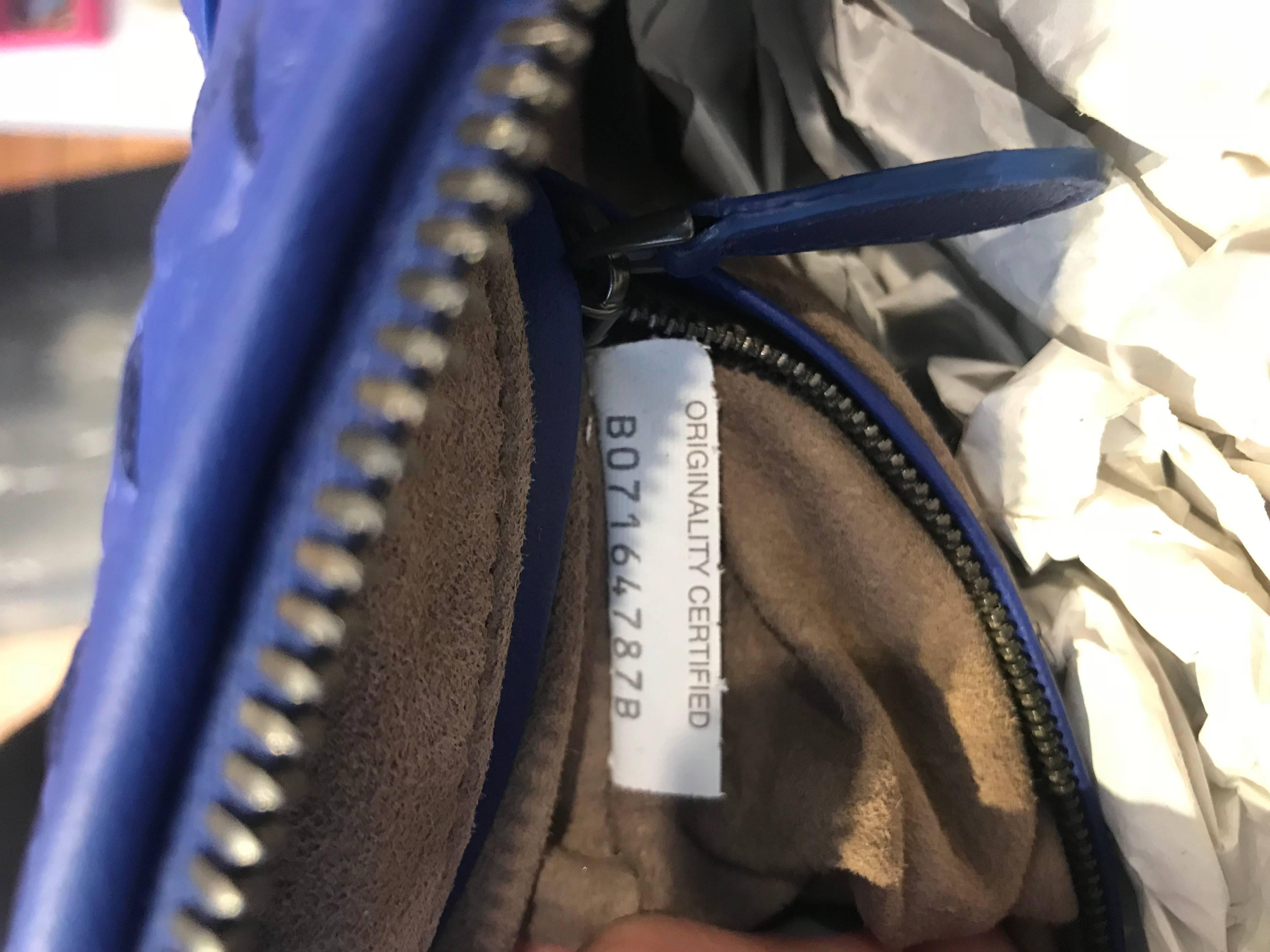 Women's Bottega Veneta Cobalt Blue Intrecciato Leather Nodini Crossbody Bag