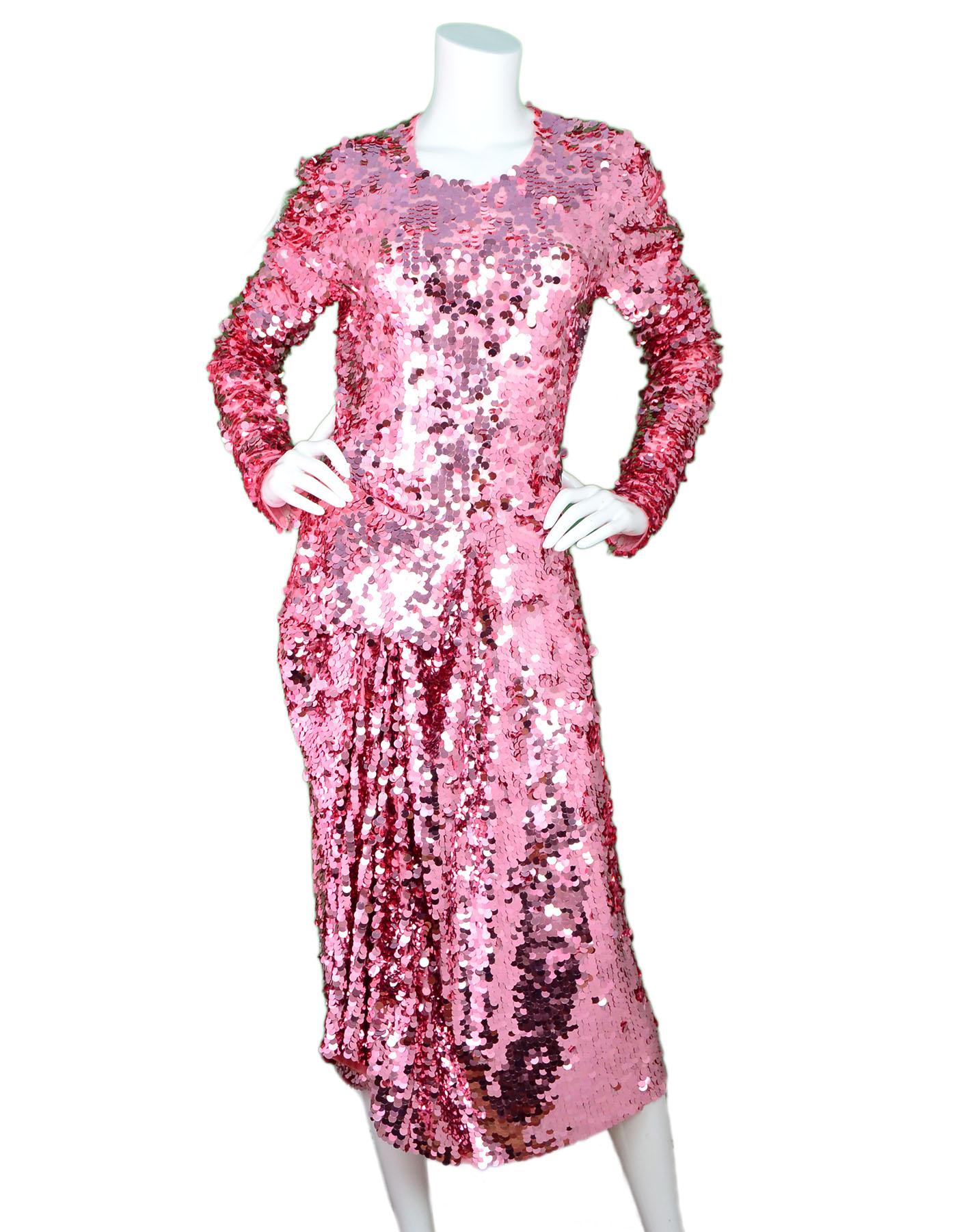 PREEN By Thornton Bregazzi Pink Sequin & Tuelle Carlin Dress Sz XL NWT In Excellent Condition In New York, NY