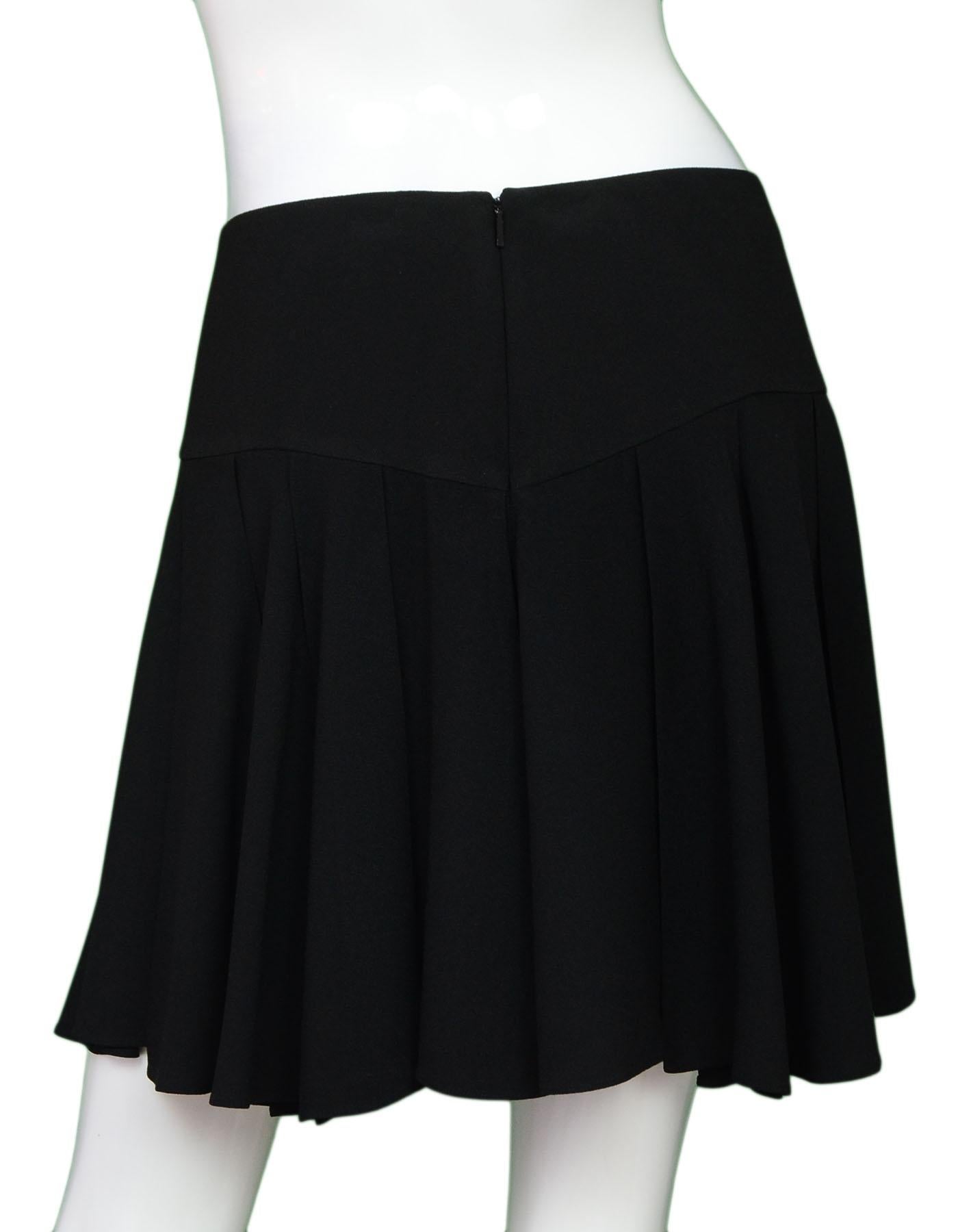 Saint Laurent Black Pleated Mini Skirt In Excellent Condition In New York, NY
