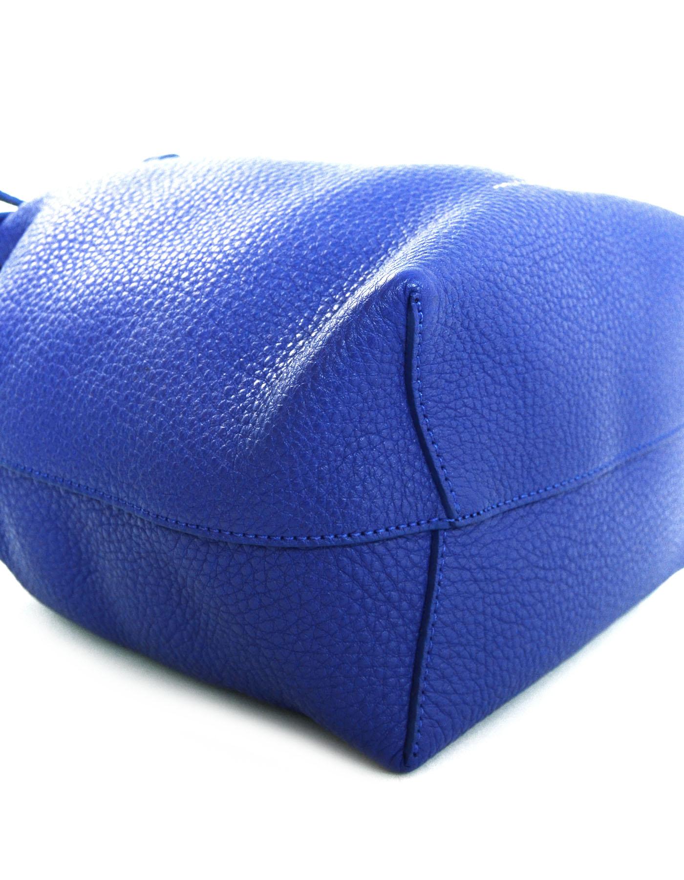  Mansur Gavriel Blue Tumble Leather Mini Bucket Bag In Excellent Condition In New York, NY