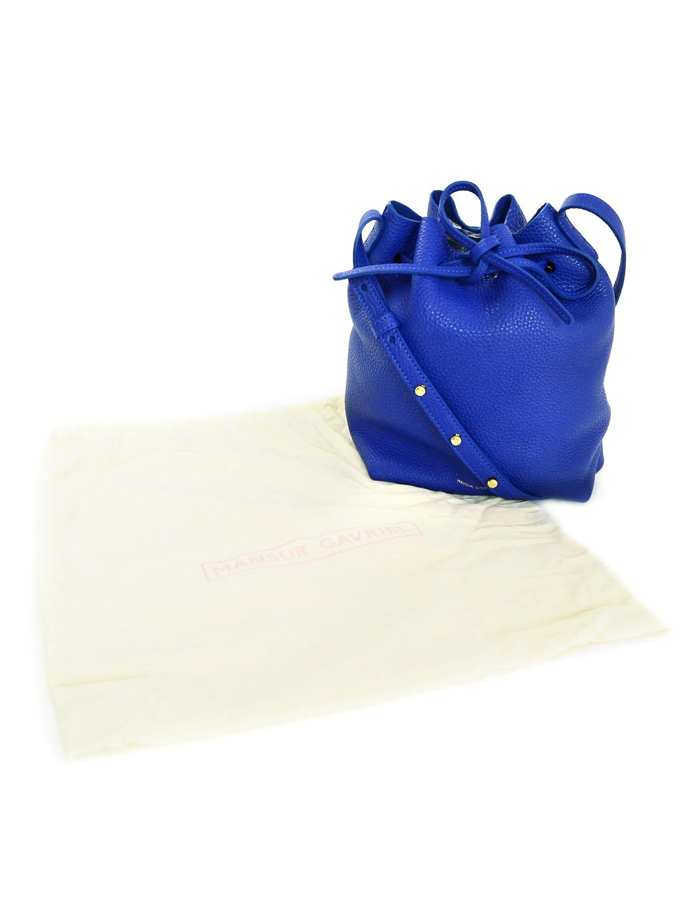  Mansur Gavriel Blue Tumble Leather Mini Bucket Bag 3