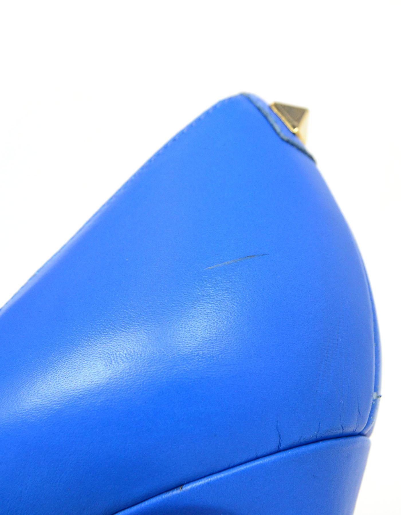  Valentino Blue Leather New Plain 100mm Pumps Sz 38 3