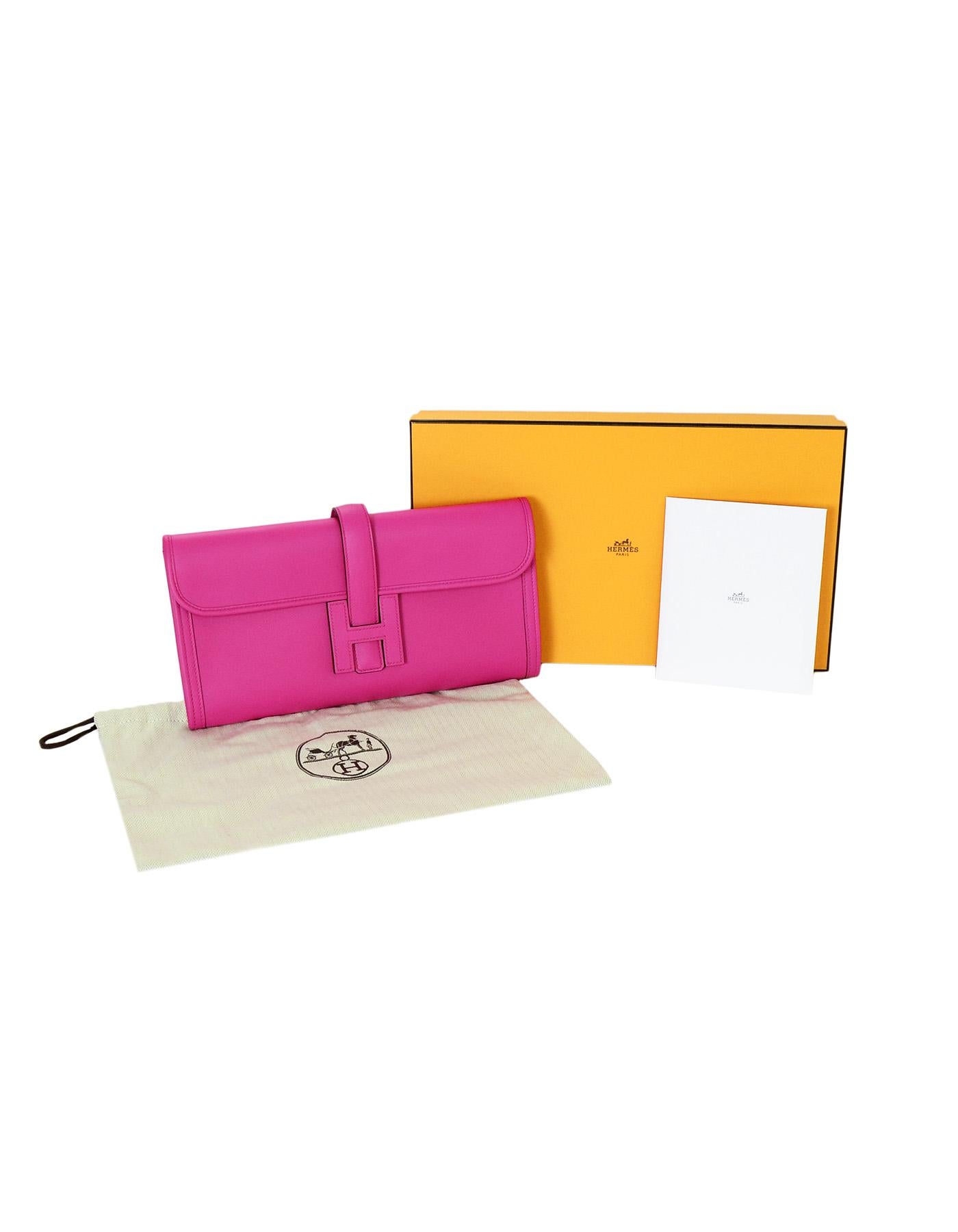 Hermes 2018 Magnolia Pink Swift Leather Jige Elan 29 H Clutch Bag 2