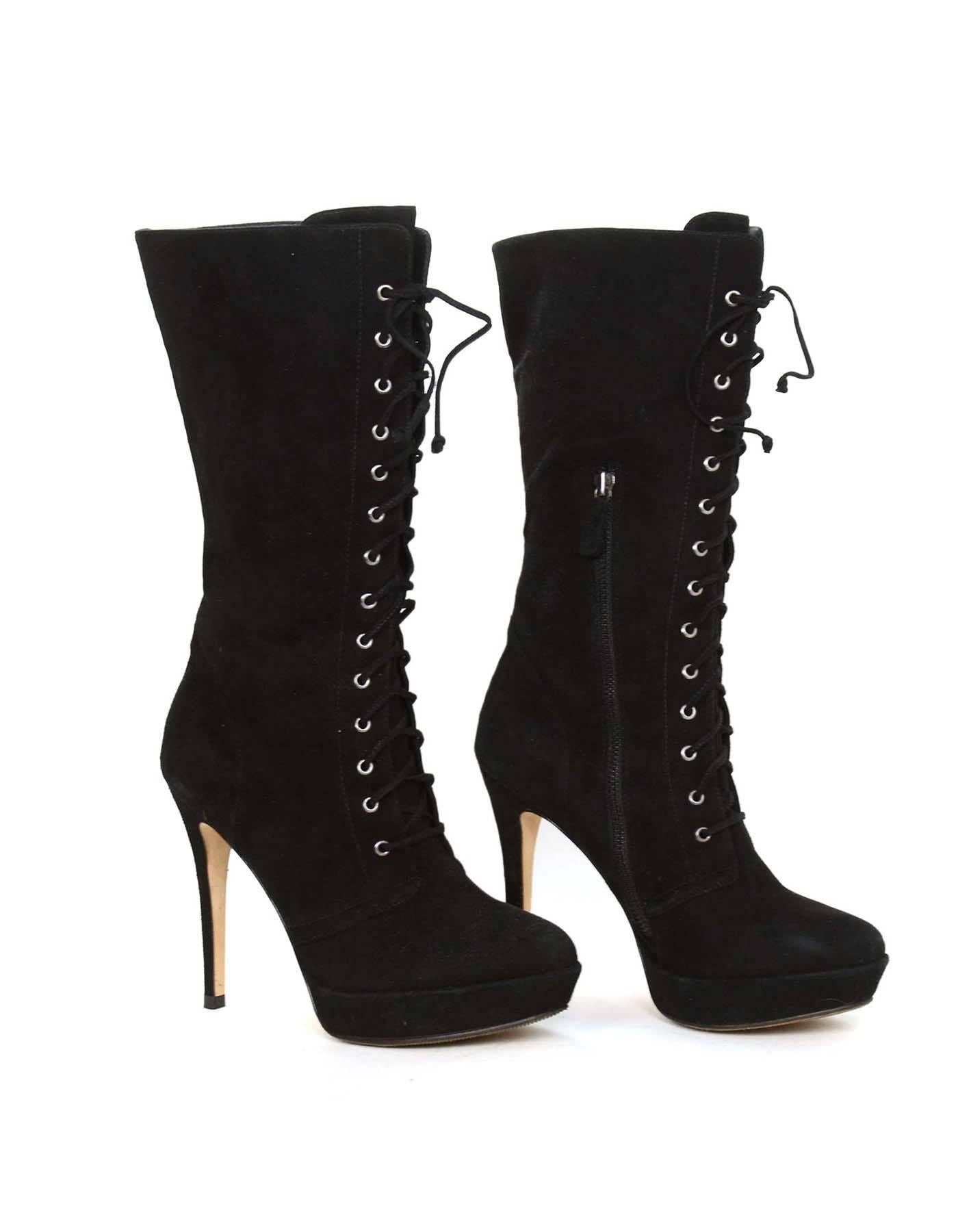 Women's ALEXANDRE BIRMAN Black Suede Lace Up Boots sz 10.5