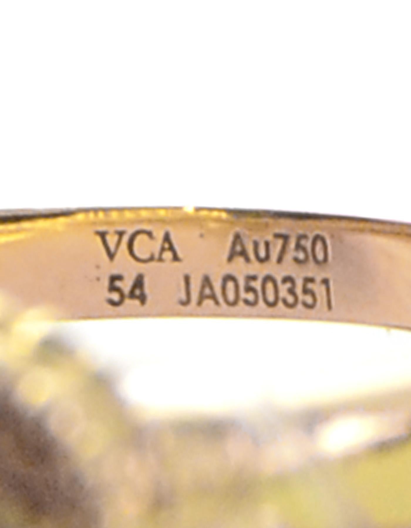 Women's Van Cleef & Arpels 18k Gold Vintage Alhambra Ring w. Diamond sz EU54/ US 6.75 
