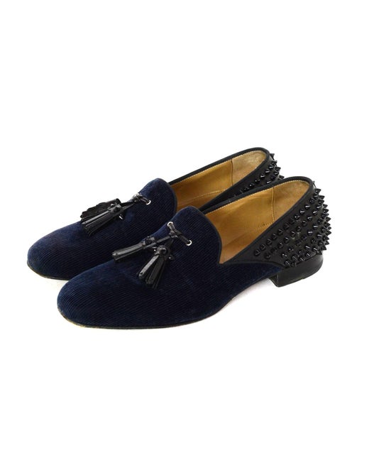 Christian Louboutin Men's Navy /Black Spike Loafers sz 41 For Sale at  1stDibs
