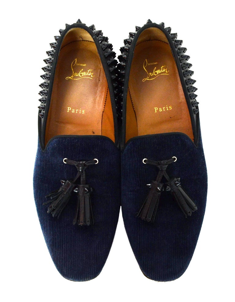 Christian Louboutin Men's Navy /Black Spike Loafers sz 41 For Sale at ...