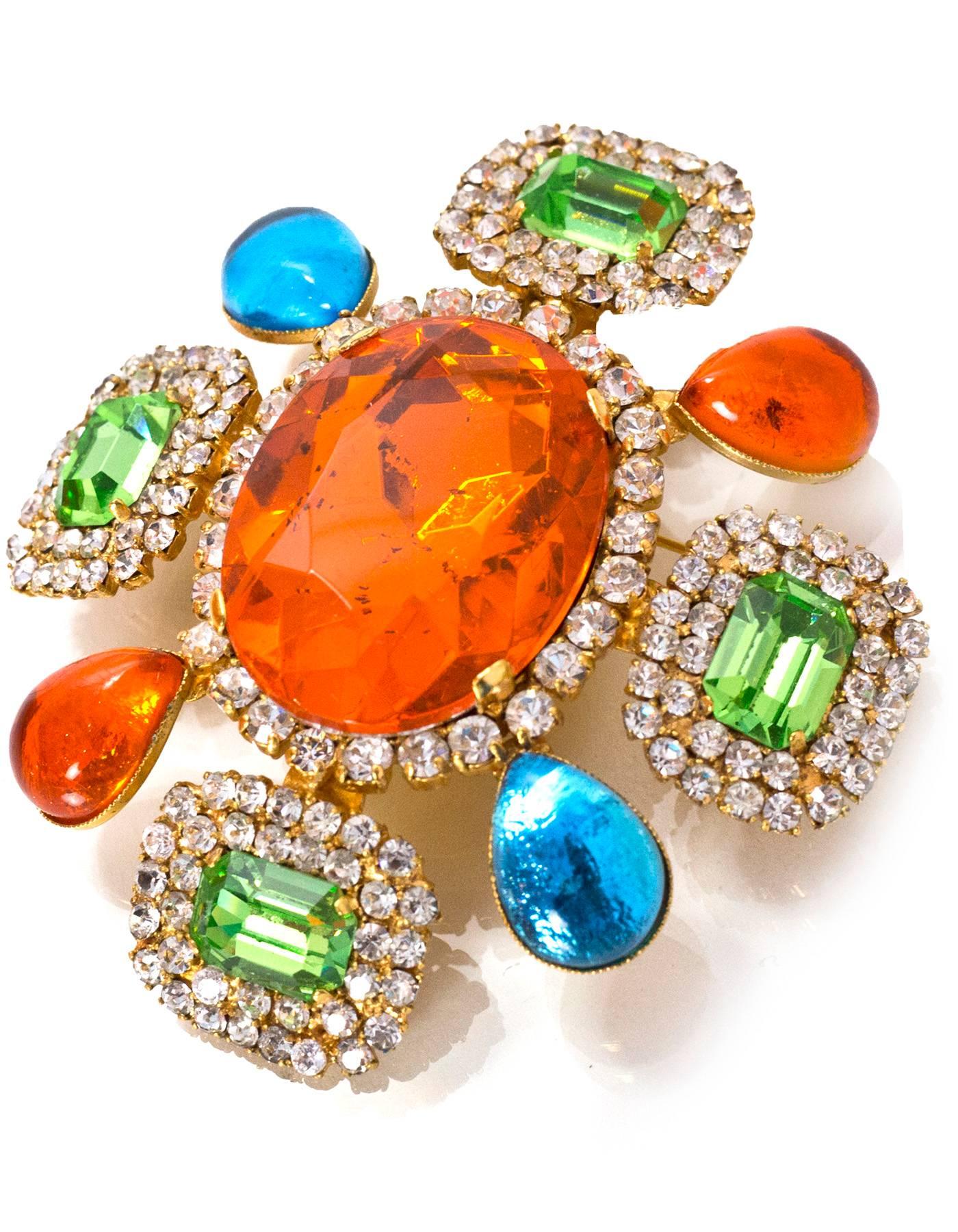 Chanel Multi-Colored Crystal & Gripoix Brooch In Good Condition In New York, NY
