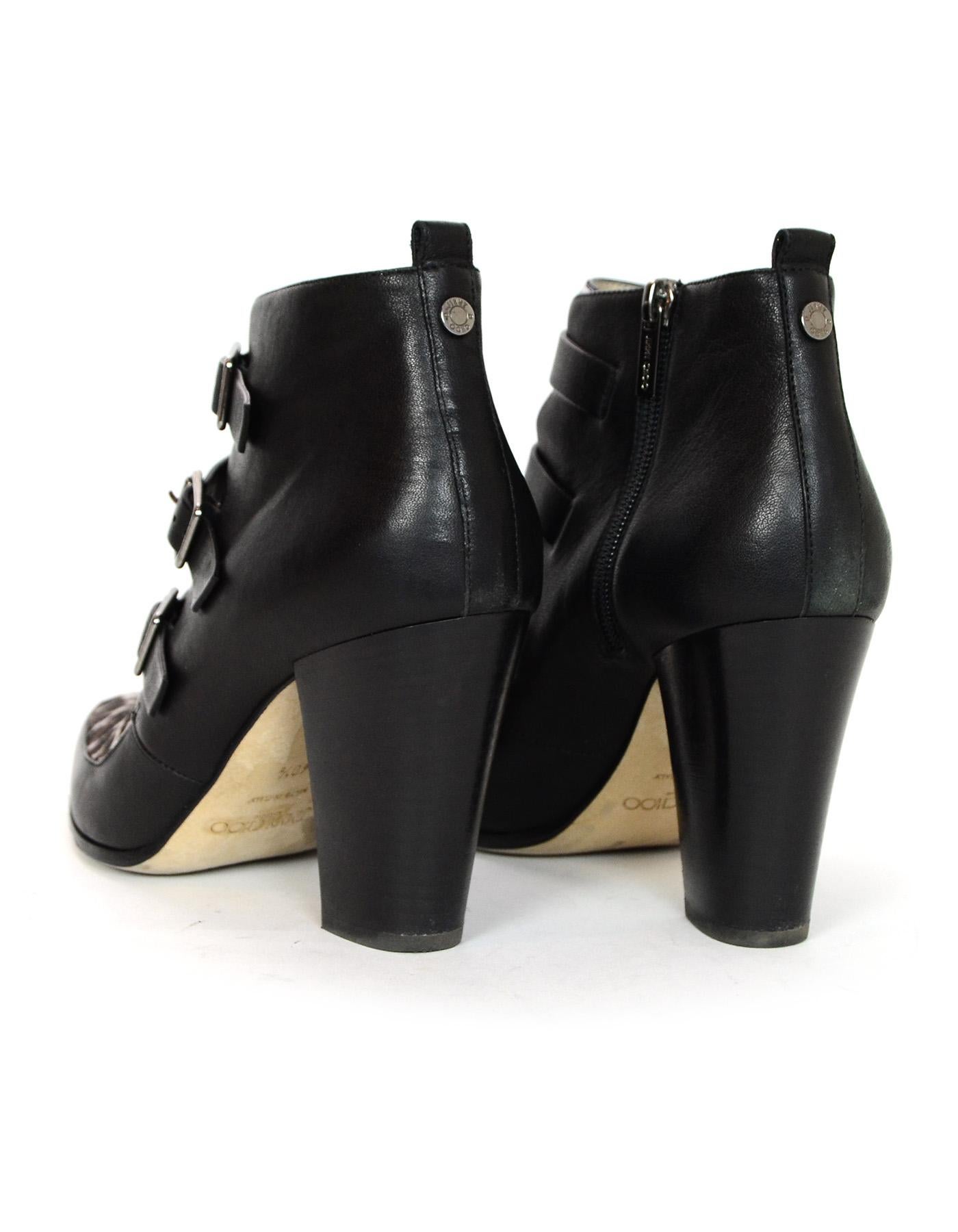 Jimmy Choo Black / Leopard Print Leather and Pony Hair Ankle Boots sz 40.5 1