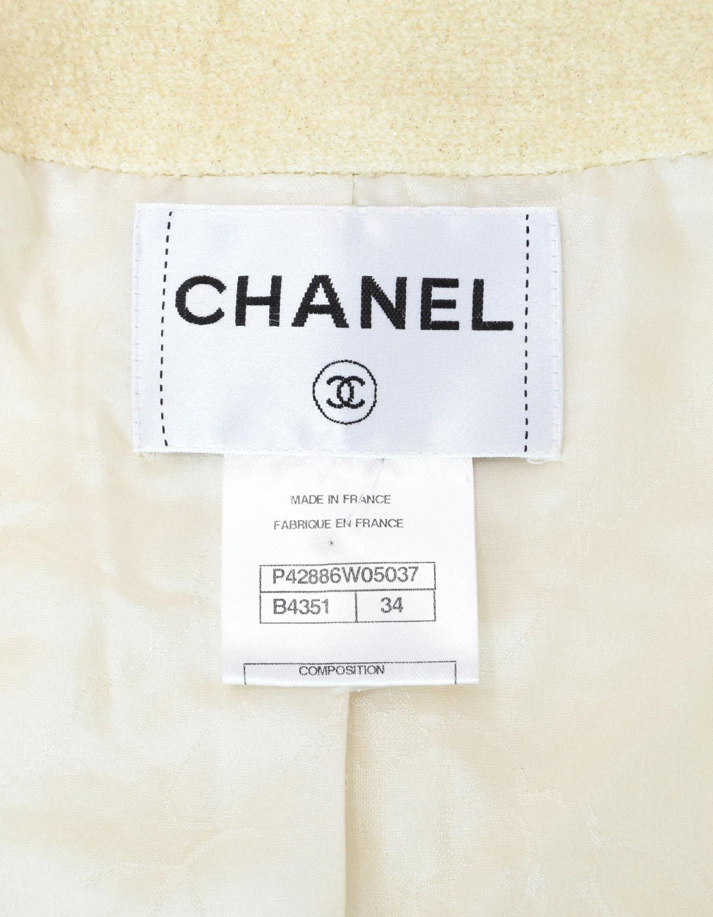 White Chanel Cream Glitter / Sequin Jacket  