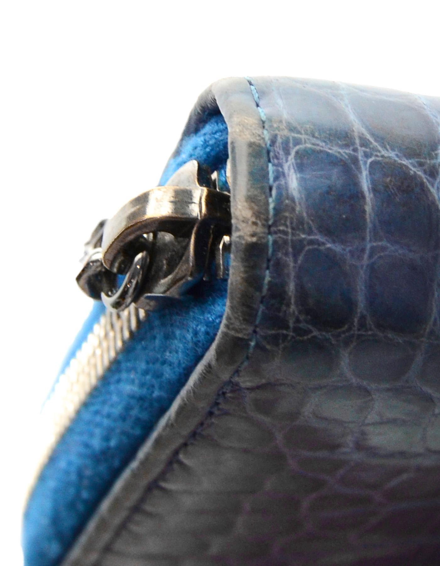 Chanel Blue Crocodile 2.55 Reissue Zip-Around Wallet with Mademoiselle Lock 1