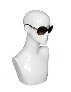 Bulgari Bvlgari - Lunettes de soleil - Tortue marron avec pierres précieuses orange:: vertes et bleues sur les branches