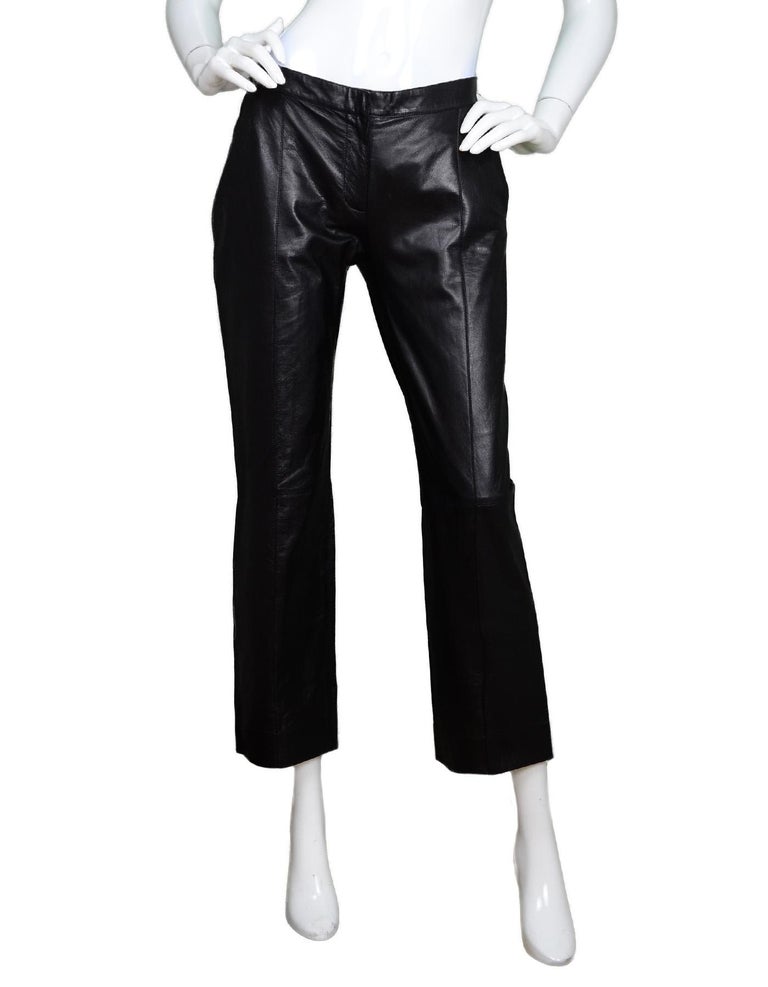 Celine Black Leather Paneled Pants Sz 36 For Sale at 1stDibs