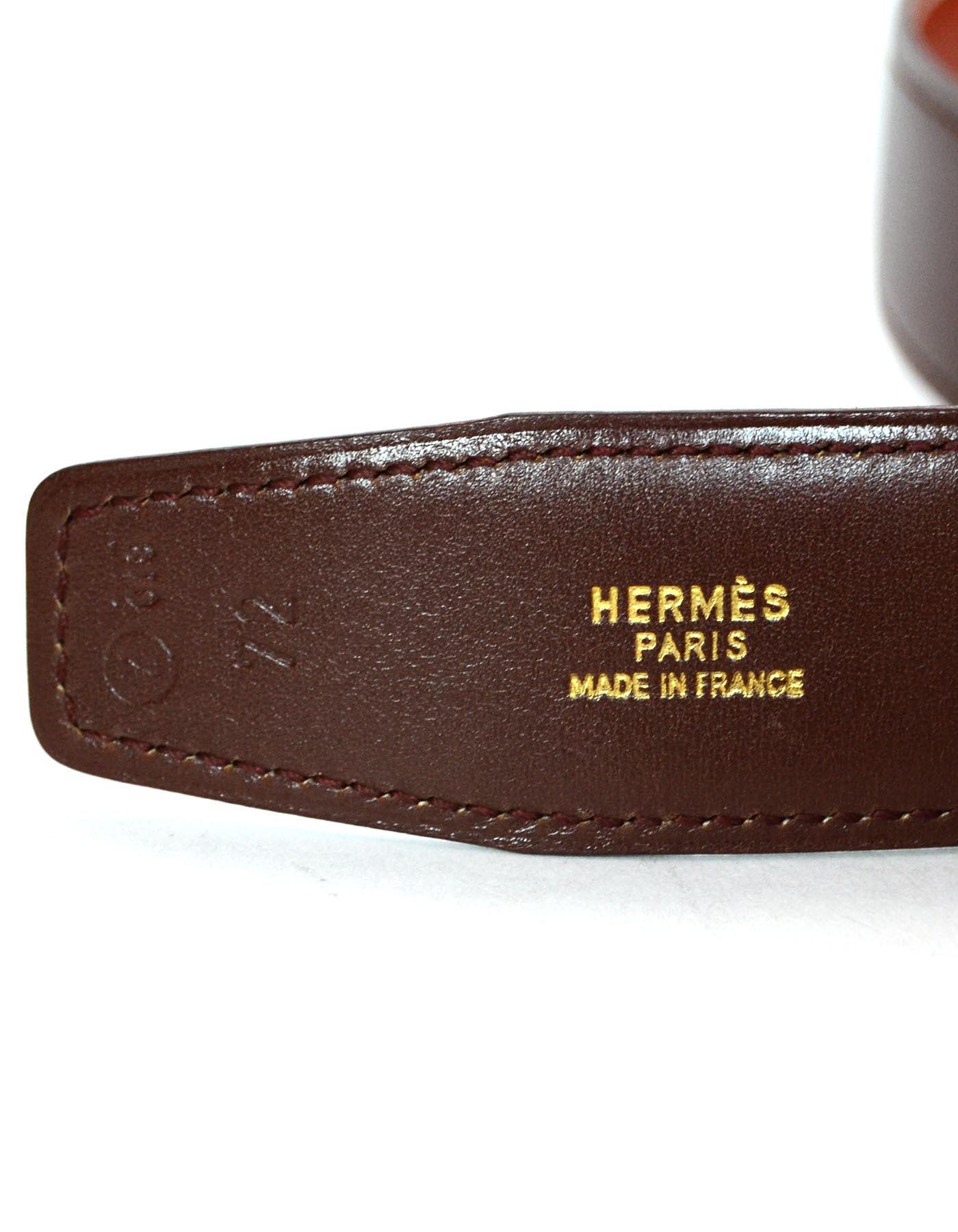 Women's or Men's Hermes Brown/Rust Reversible Leather 32mm Belt Strap 72