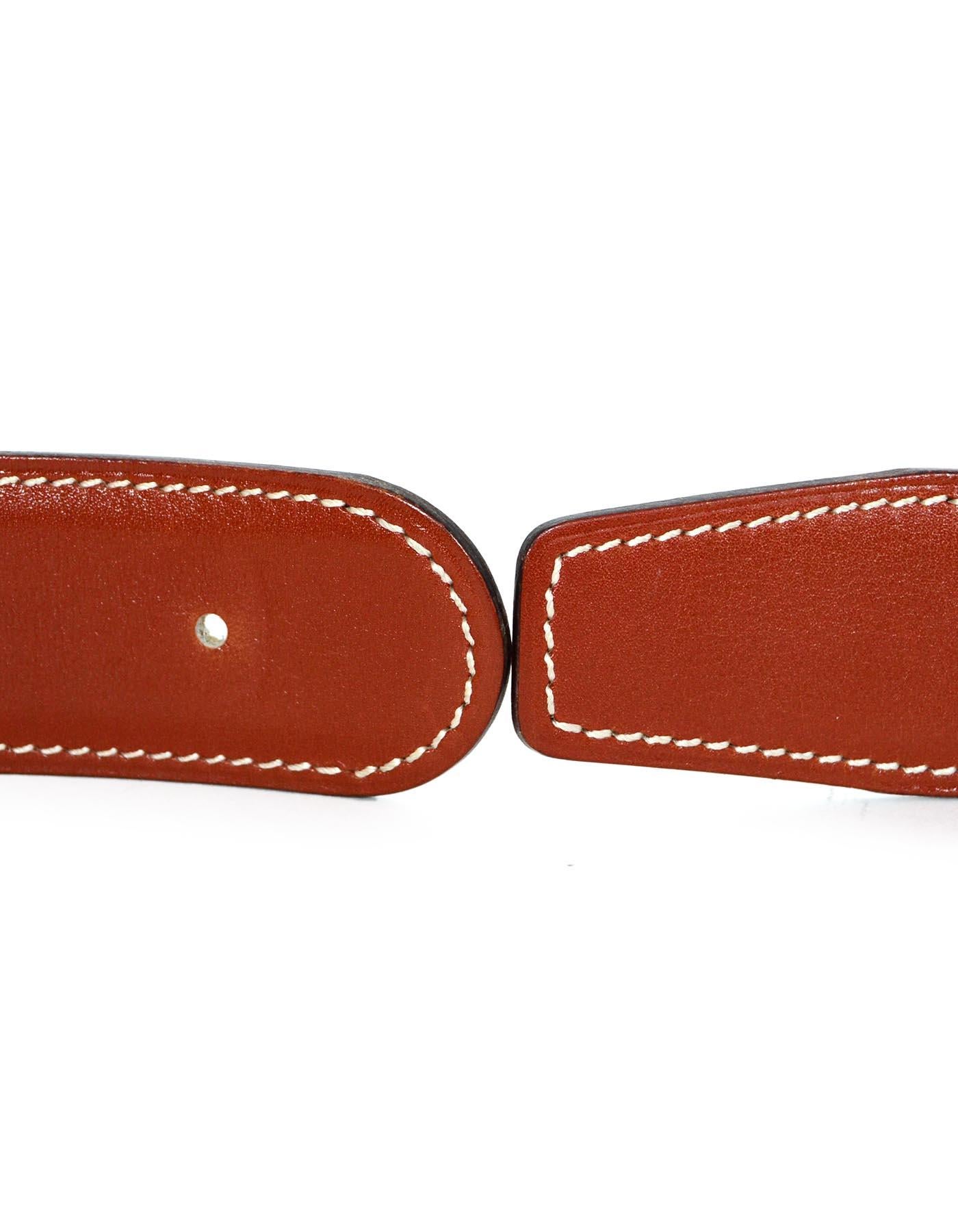 Hermes Brown/Rust Reversible Leather 32mm Belt Strap 72 In Excellent Condition In New York, NY
