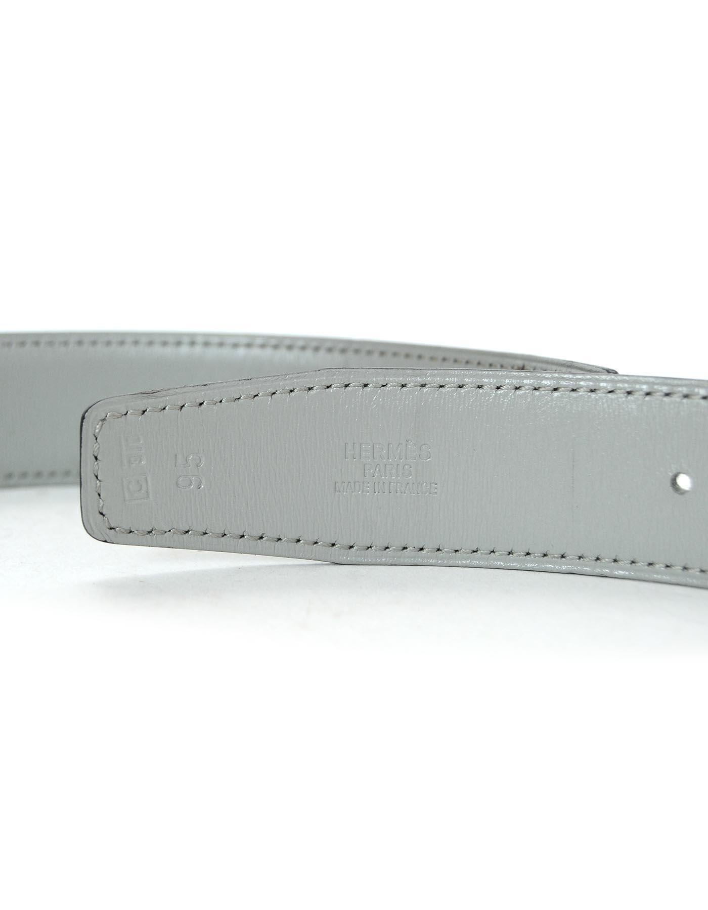 Gray Hermes Grey Reversible Leather 32mm Belt Strap 72