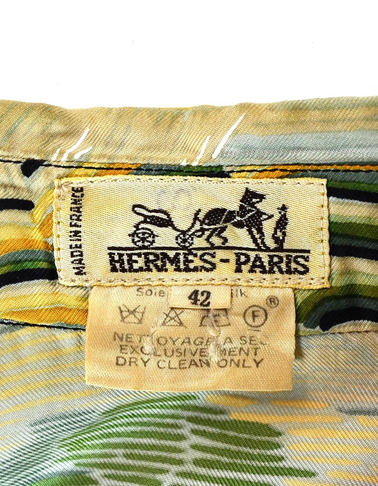 Hermes Vintage Silk Henry F. Smith Sailor Longsleeve Button Up Blouse ...