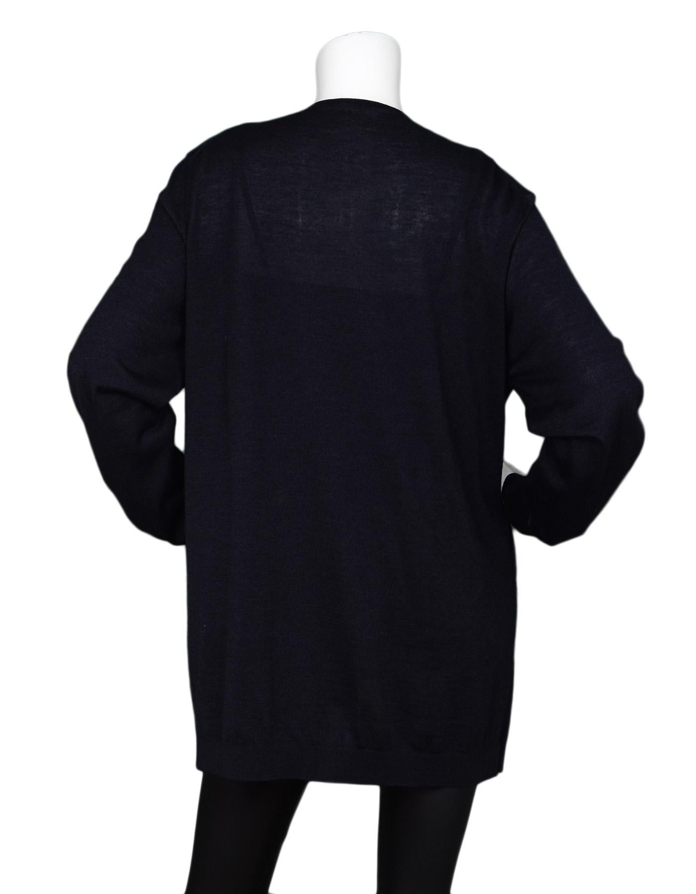 Hermes Navy Cashmere/Silk Open Front Cardigan Sz Large In Excellent Condition In New York, NY
