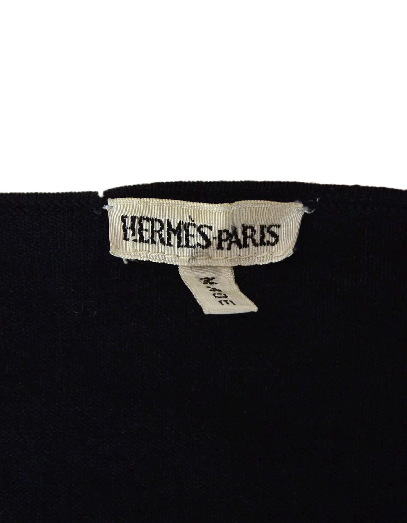 Women's Hermes Black Cashmere/Silk Open Front Cardigan Sz Large