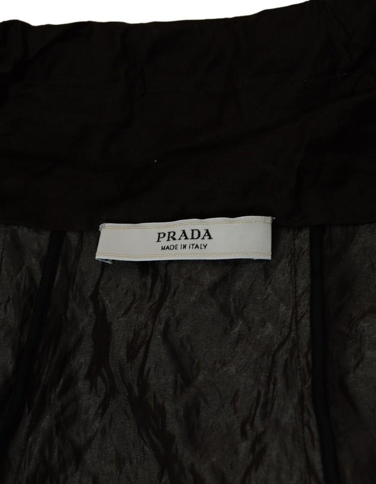 Prada Brown Crinkled Cropped Jacket W/ Drawstring Neck Sz 38 For Sale ...