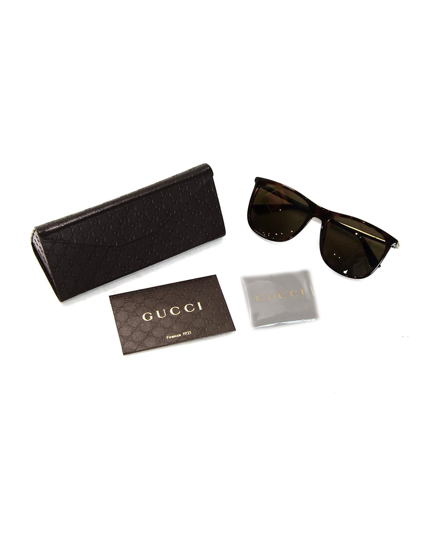 Gucci Brown Square-Frame Acetate Sunglasses W/ Metal Red/Green Arm Web. Includes Case & Cloth 

Made In: Italy
Color: Brown w/ red & green metal arms
Hardware: Gunmetal
Materials: Acetate and metal
Overall Condition: Excellent pre-owned