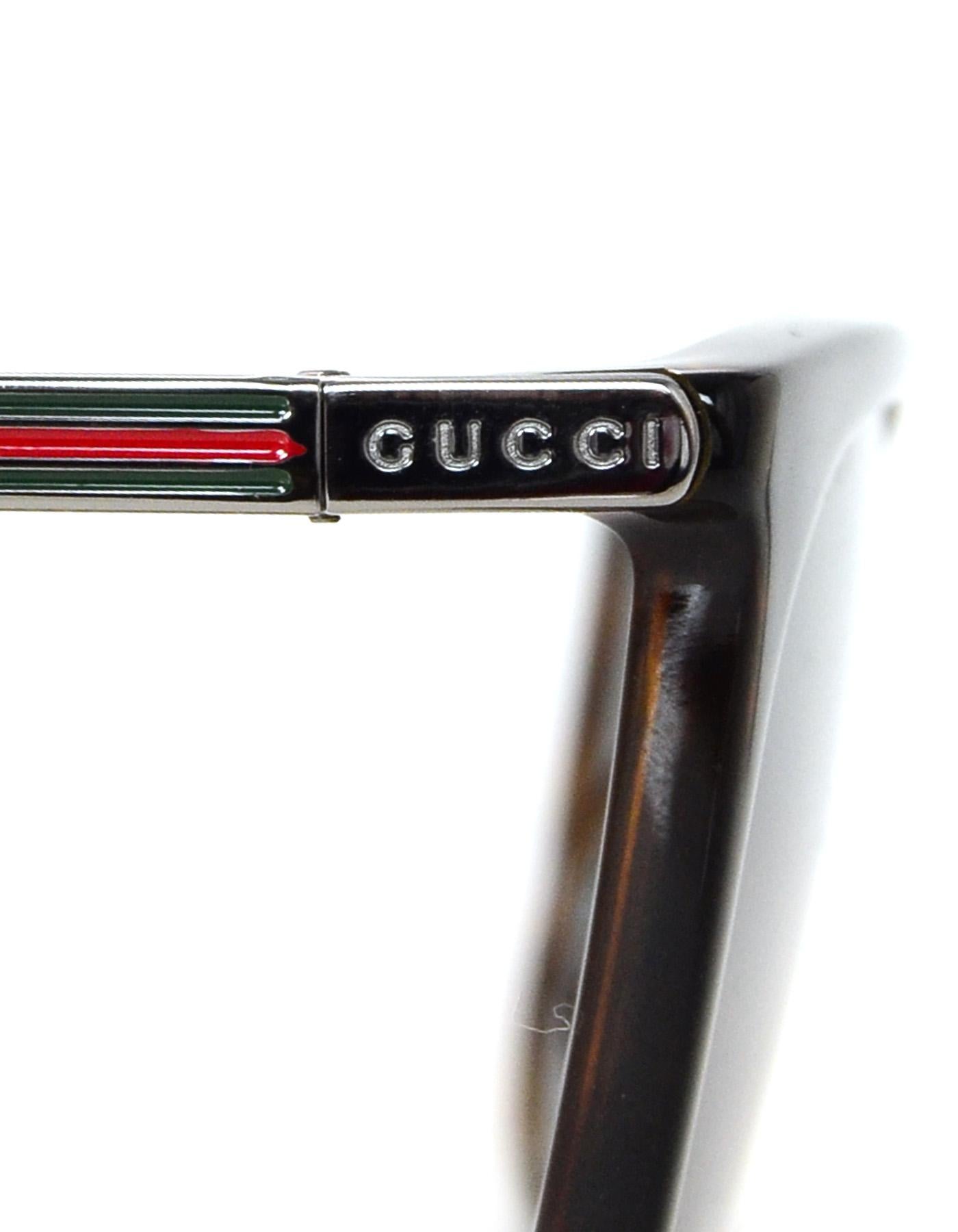 Women's or Men's Gucci Brown Square-Frame Acetate Sunglasses W/ Metal Red/Green Arm Web