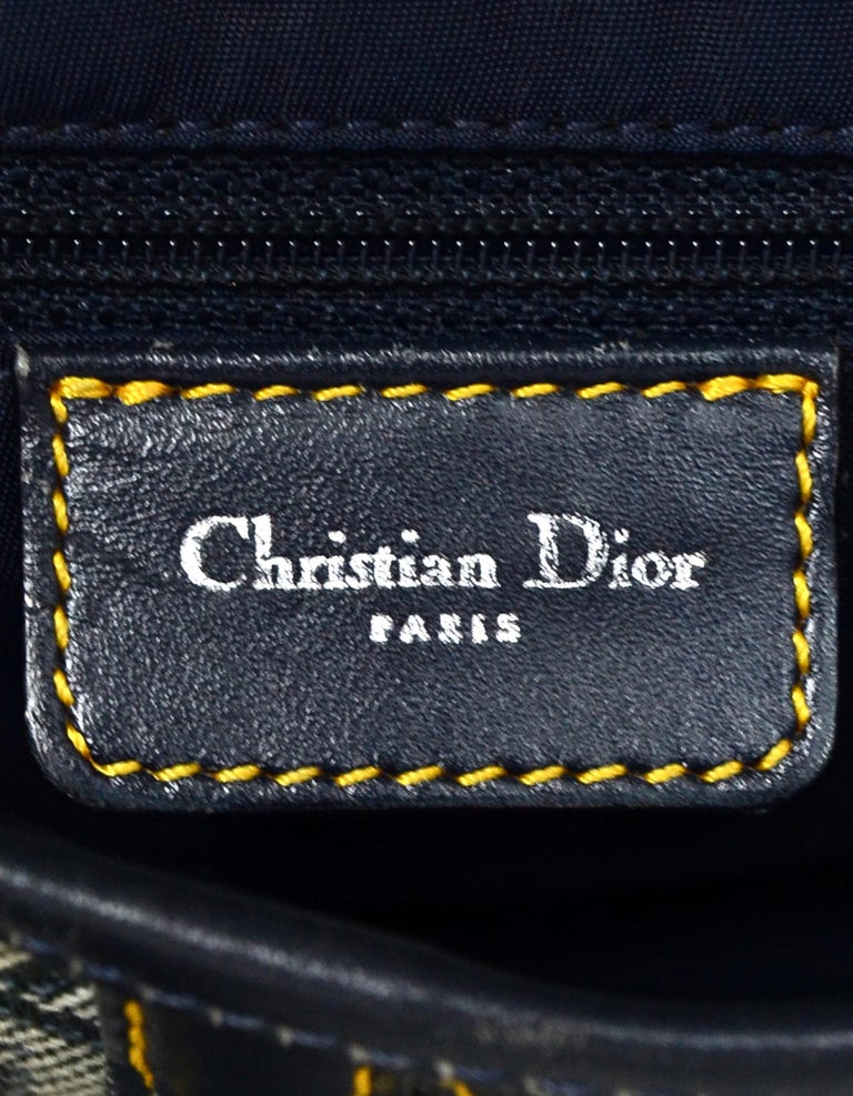 Christian Dior Vintage Canvas Monogram Blue D Saddle Bag For Sale at ...