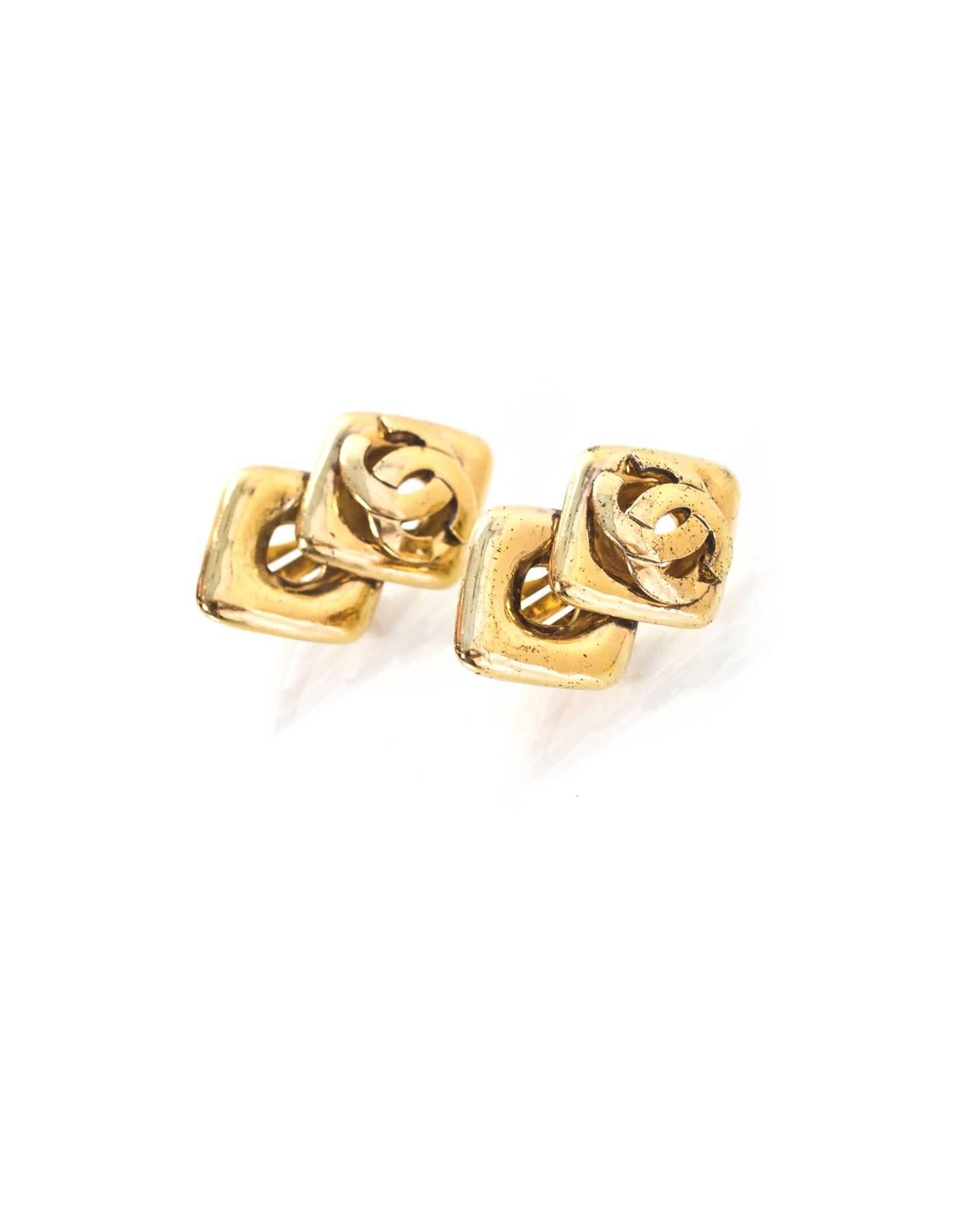 Chanel Vintage Double Diamond CC Earrings 1