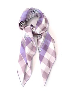 Hermes Lavender/Pink Check Mors d' Gourmettes Silk Scarf W/ Box