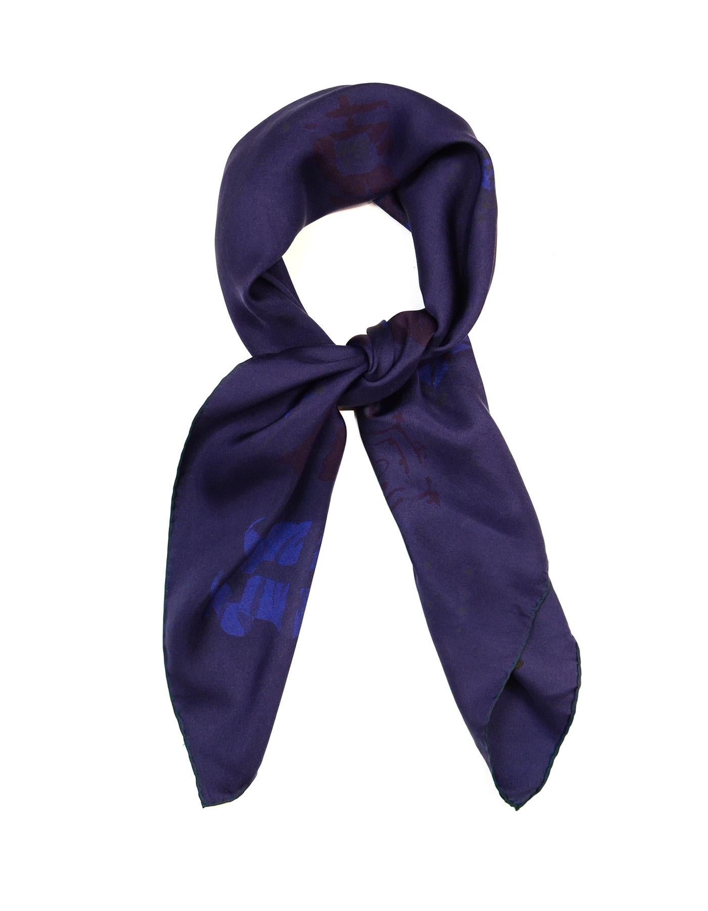 Hermes Dark Blue Pavois Dip Dye Silk Scarf 

Made In: France
Color: Dark blue/purple
Materials: 100% silk
Overall Condition: Excellent pre-owned condition

Measurements: 
35