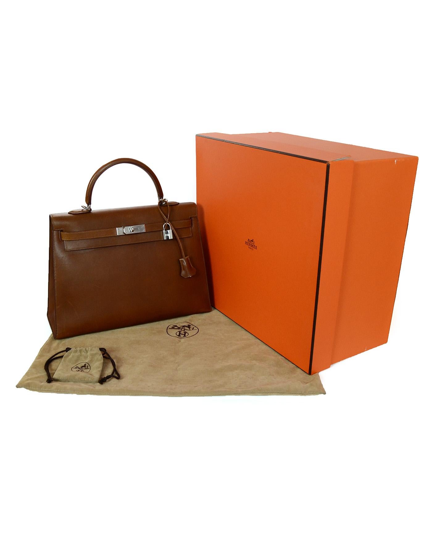 Hermes Tan Box Leather Sellier Rigid Kelly 35cm Bag W/ PHW 7