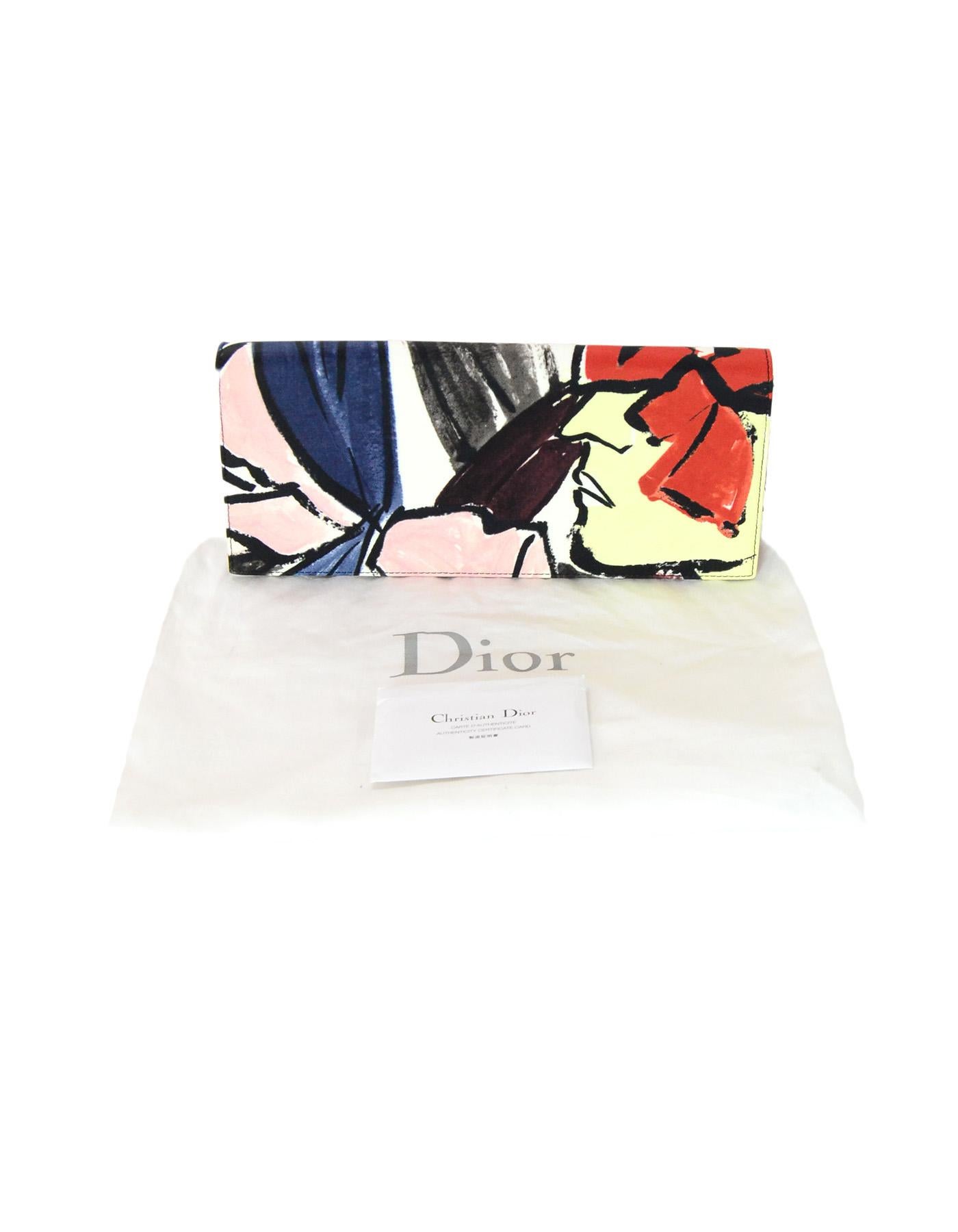 Christian Dior Multi-Color Floral Graffiti Logo Charm Crossbody/Clutch Bag 1