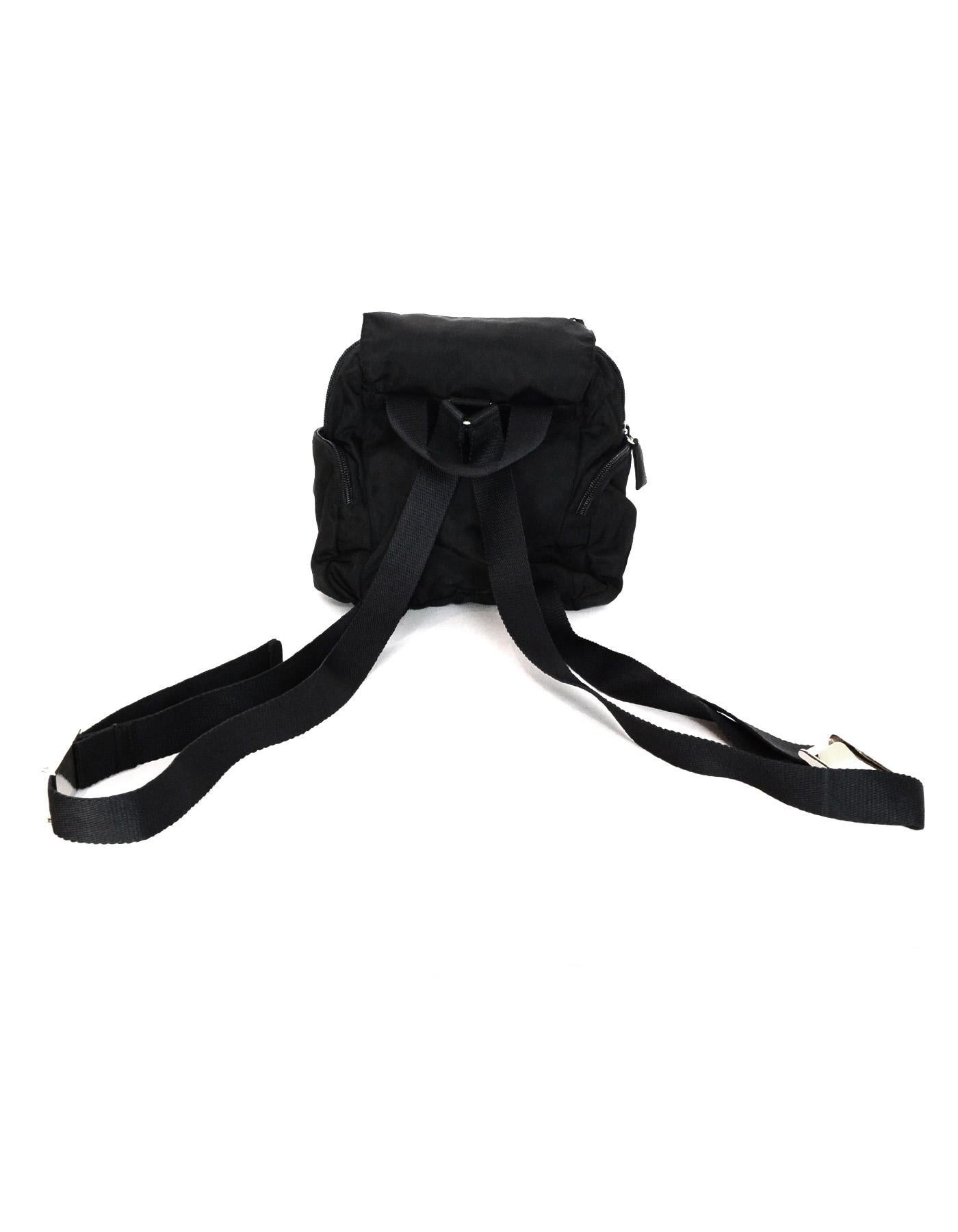 Prada Black Nylon Mini Backpack Bag W/ Zip Pockets In Excellent Condition In New York, NY
