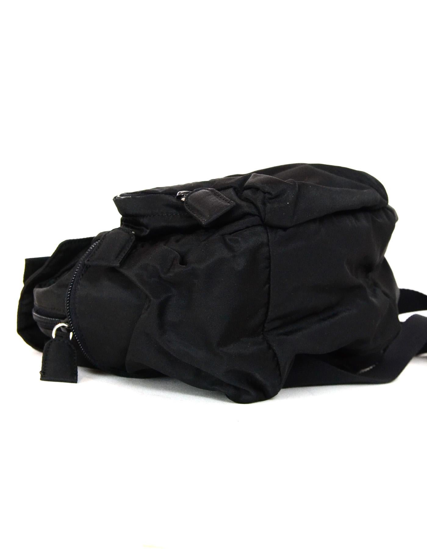 Women's or Men's Prada Black Nylon Mini Backpack Bag W/ Zip Pockets