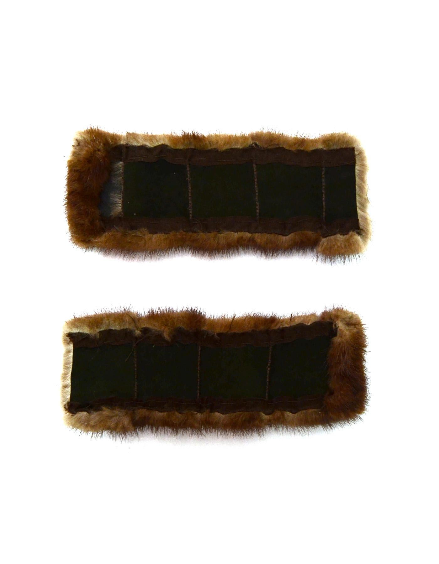 Yves Saint Laurent YSL Brown Mink Cuffs  In Excellent Condition In New York, NY