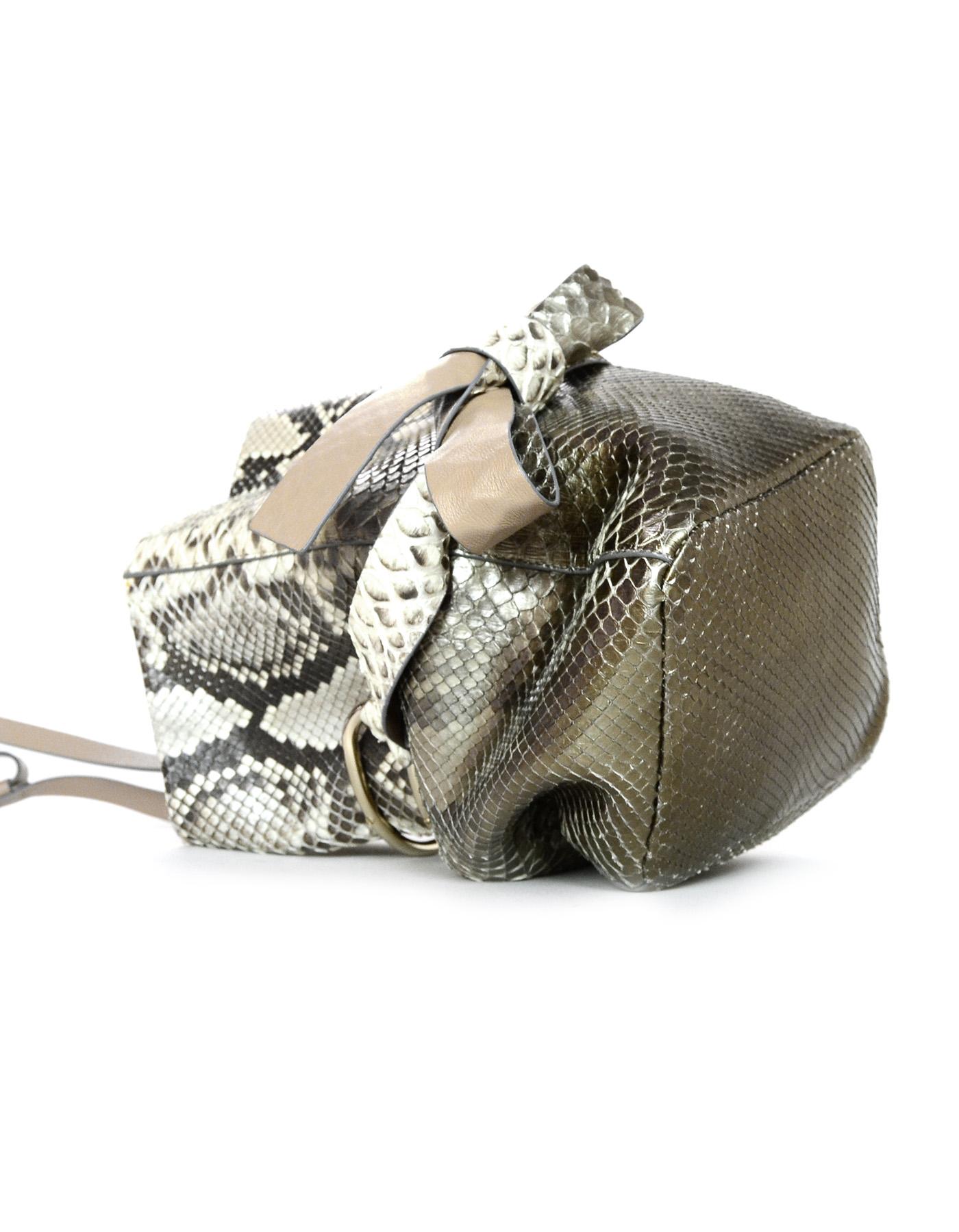 Jimmy Choo Natural Eve Metallic Degrade Python Snakeskin Bucket Bag In Excellent Condition In New York, NY
