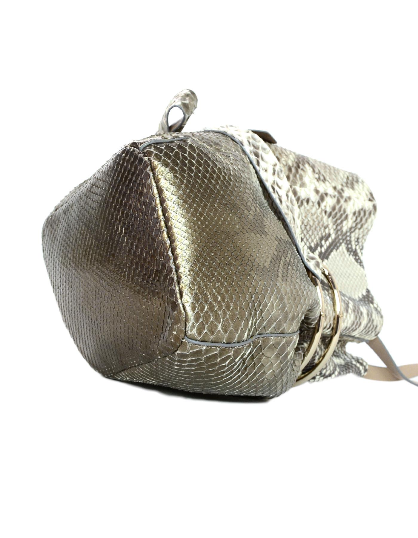 Women's Jimmy Choo Natural Eve Metallic Degrade Python Snakeskin Bucket Bag
