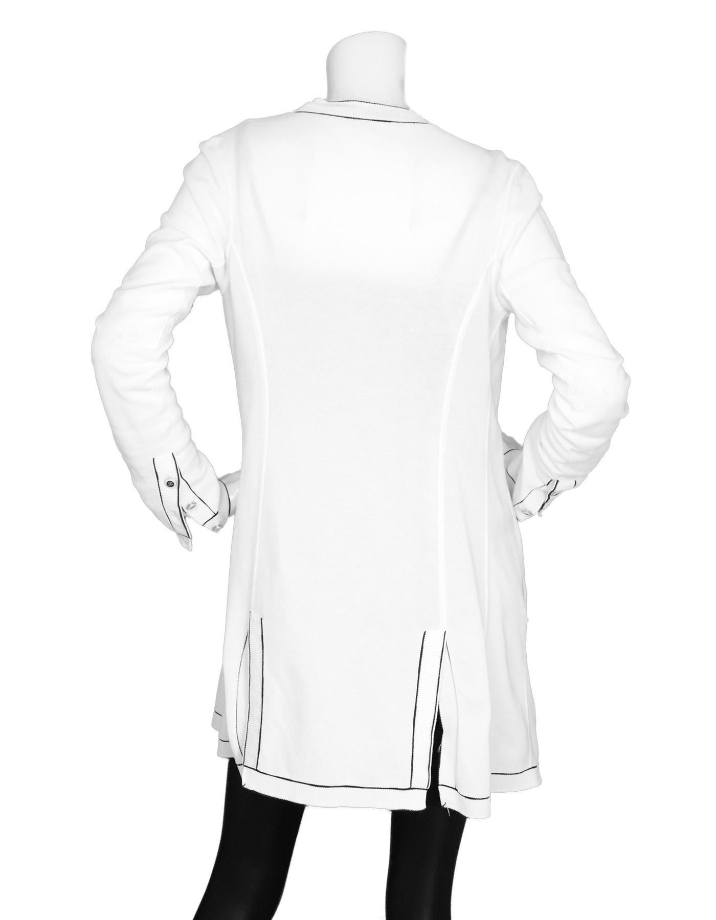 white cardigan with black trim