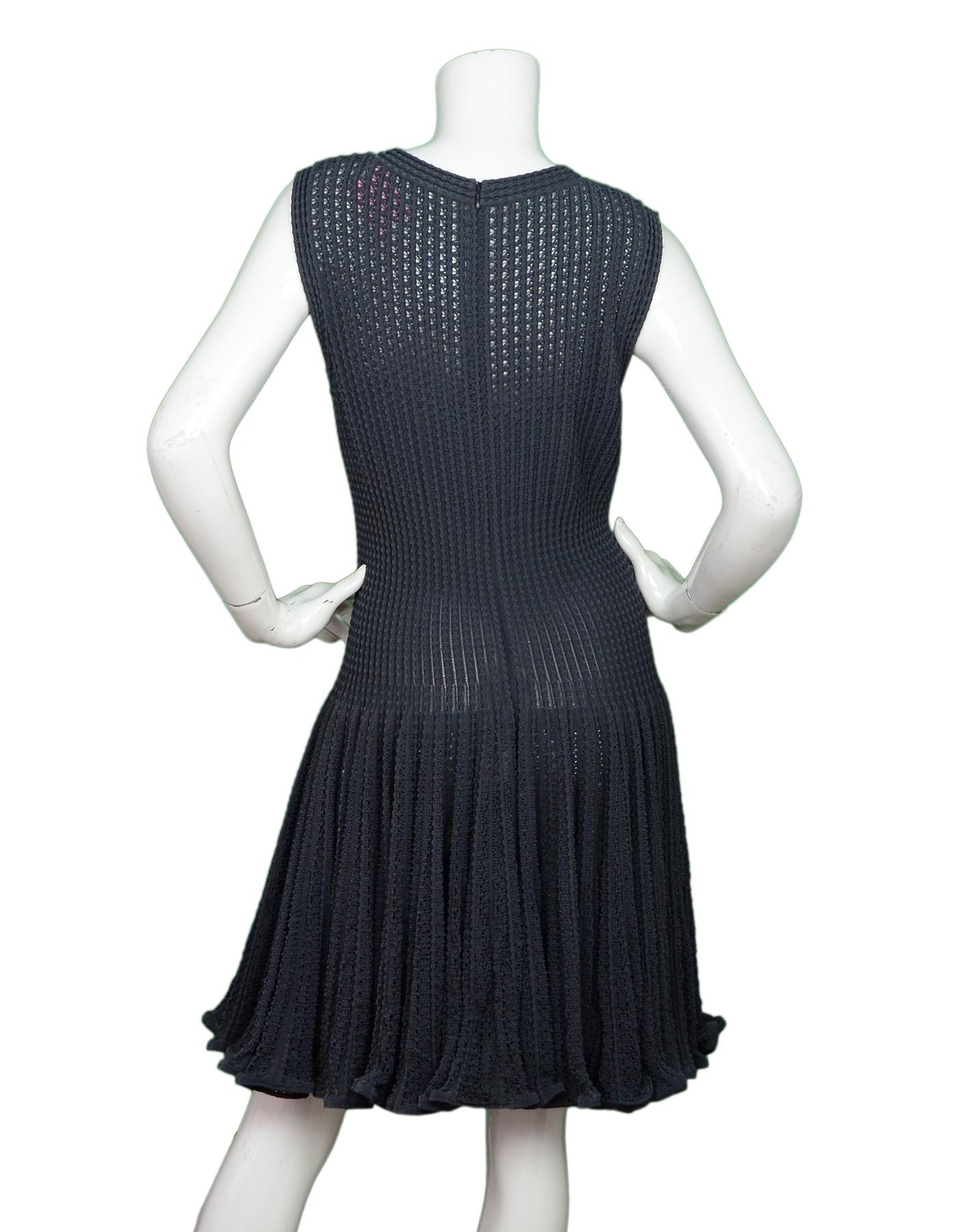 Black Alaia Grey Sleeveless Fit & Flare V Neck Dress Sz L For Sale