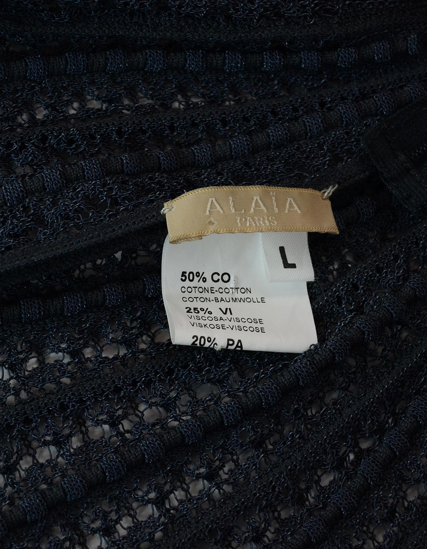 Alaia Grau Ärmelloses Fit & Flare V-Ausschnitt Kleid Sz L im Zustand „Hervorragend“ im Angebot in New York, NY