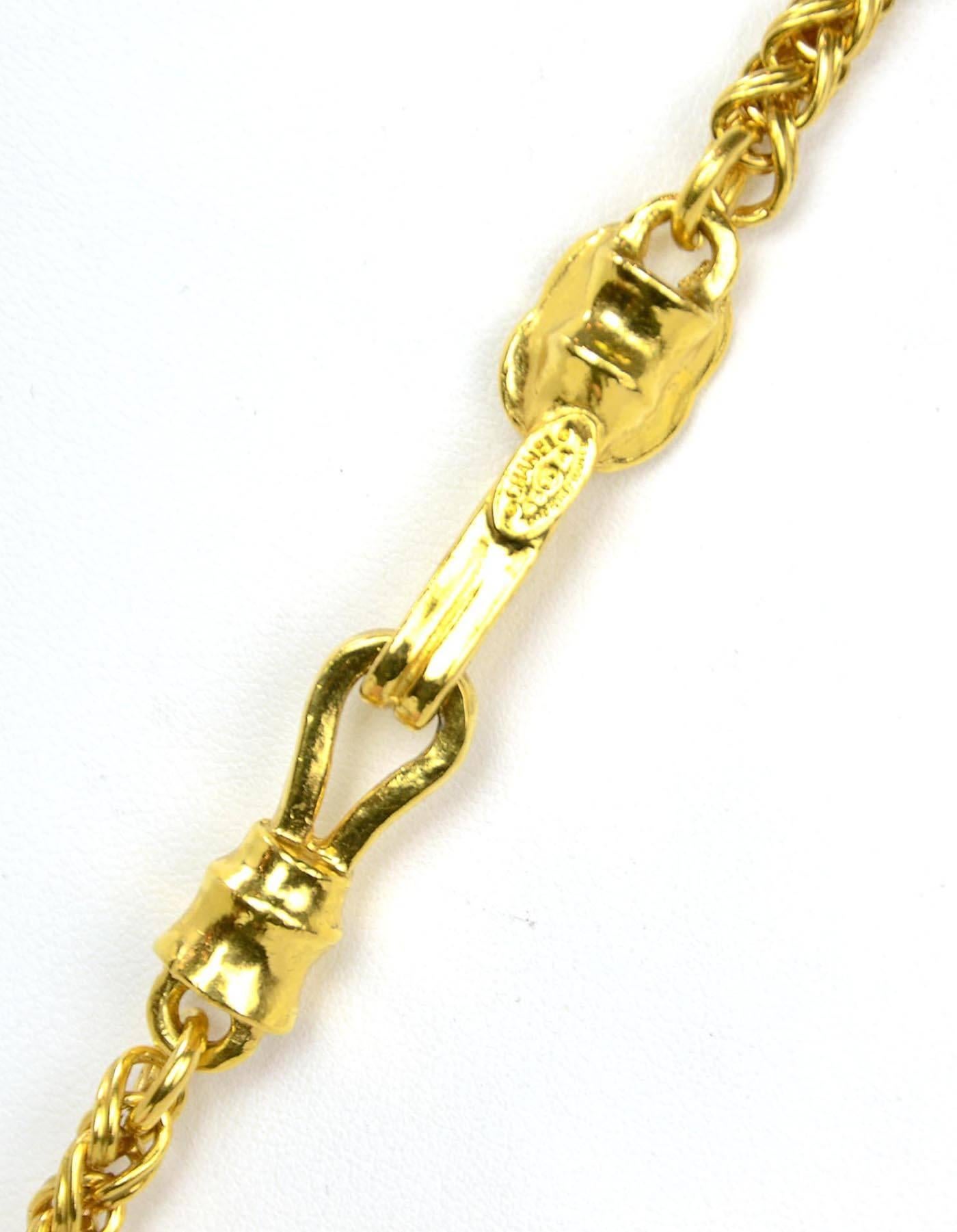 Women's CHANEL Vintage '95 Gold Link & Green Gripoix Necklace