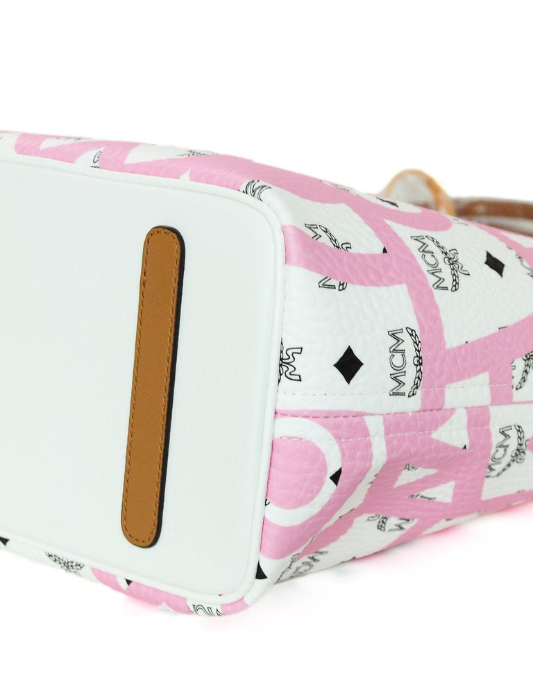 MCM x Eddie Kang NEW White Monogram Multicolor Printed Reversible Tote Bag