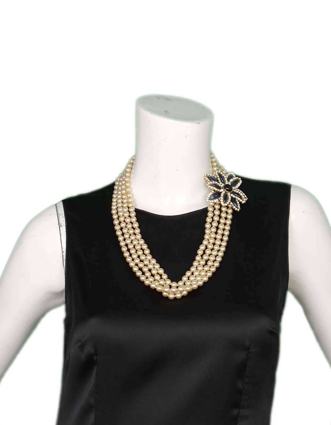 Chanel Vintage 1983 Four Strand Faux Pearl Necklace w. Gripoix and ...