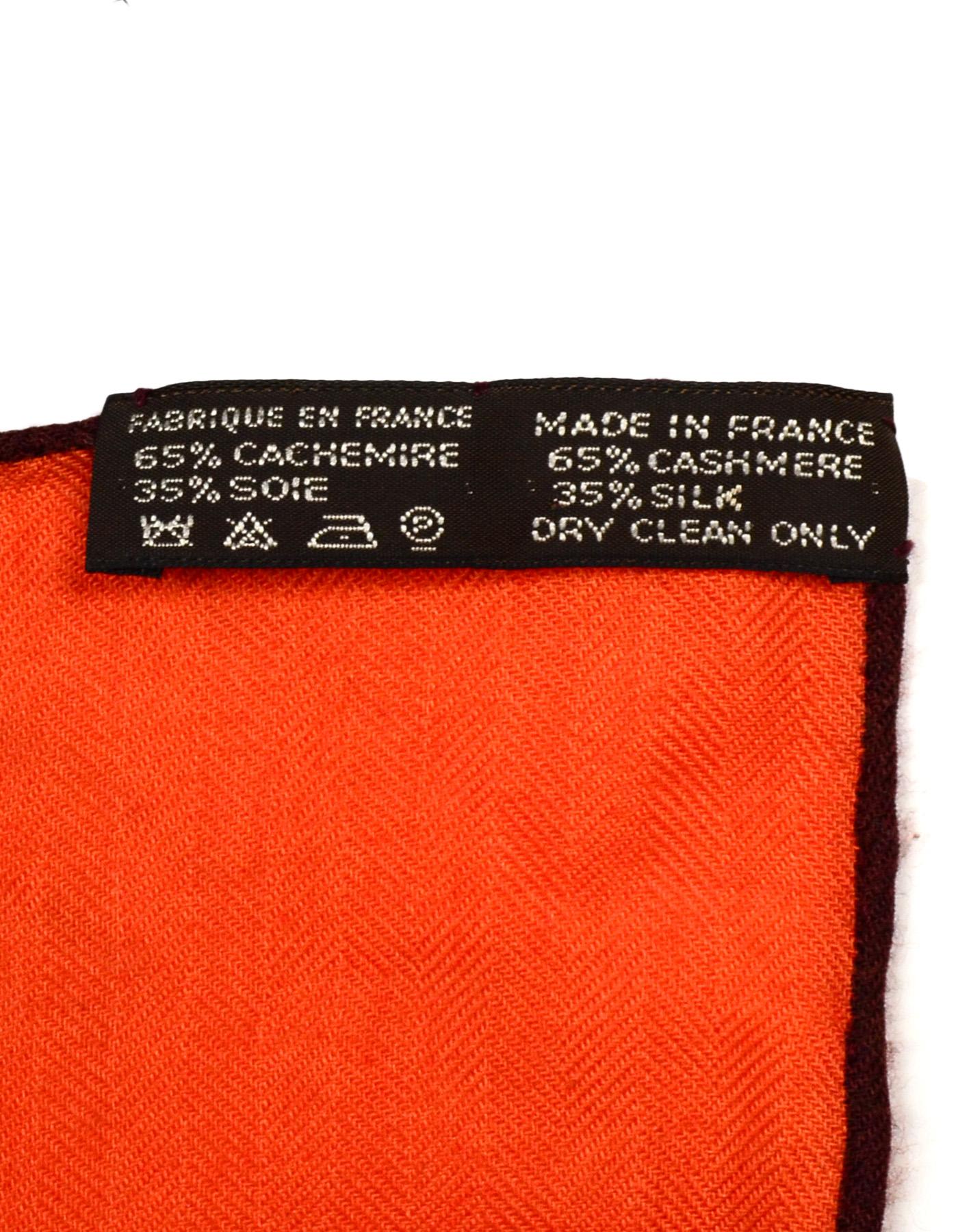 Women's Hermes Orange Voyage En Etoffes Cashmere/Silk Shawl/Scarf 