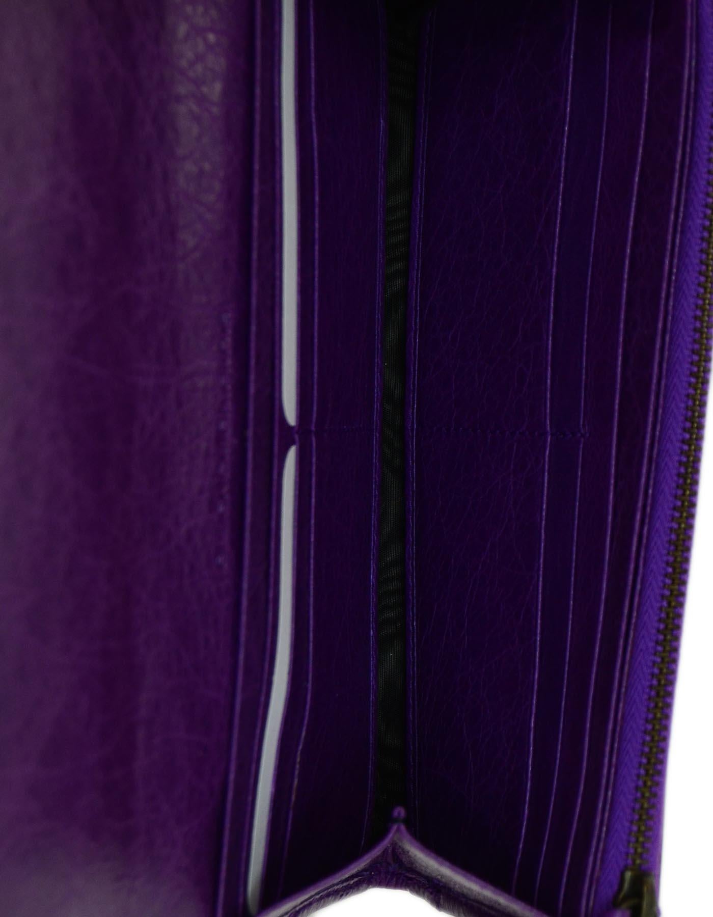 Balenciaga Purple Leather Classic Wallet W/ Brass Hardware & Dust Bag 1